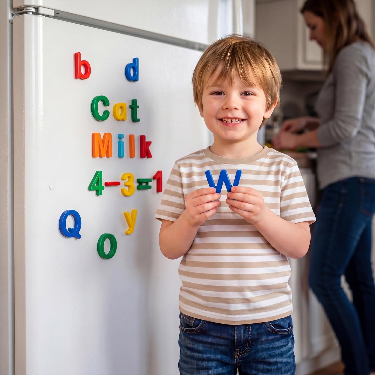 Odoorgames 78 Pcs Plastic Magnetic Letters & Numbers – Upgraded Magnets & 6 Colors - ABC Alphabet Magnets for Toddlers, Fridge & Whiteboard Learning Set