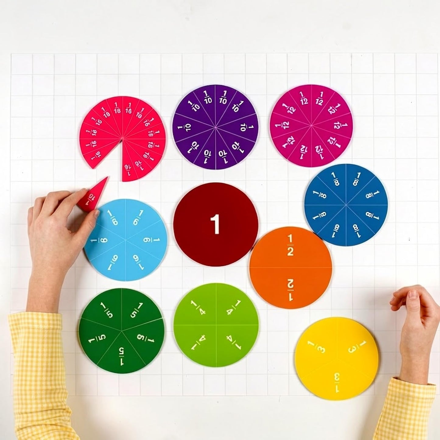 Magnetic Fraction Manipulatives,Educational Puzzle Games Magnets,Calculator Tiles Circles 6"