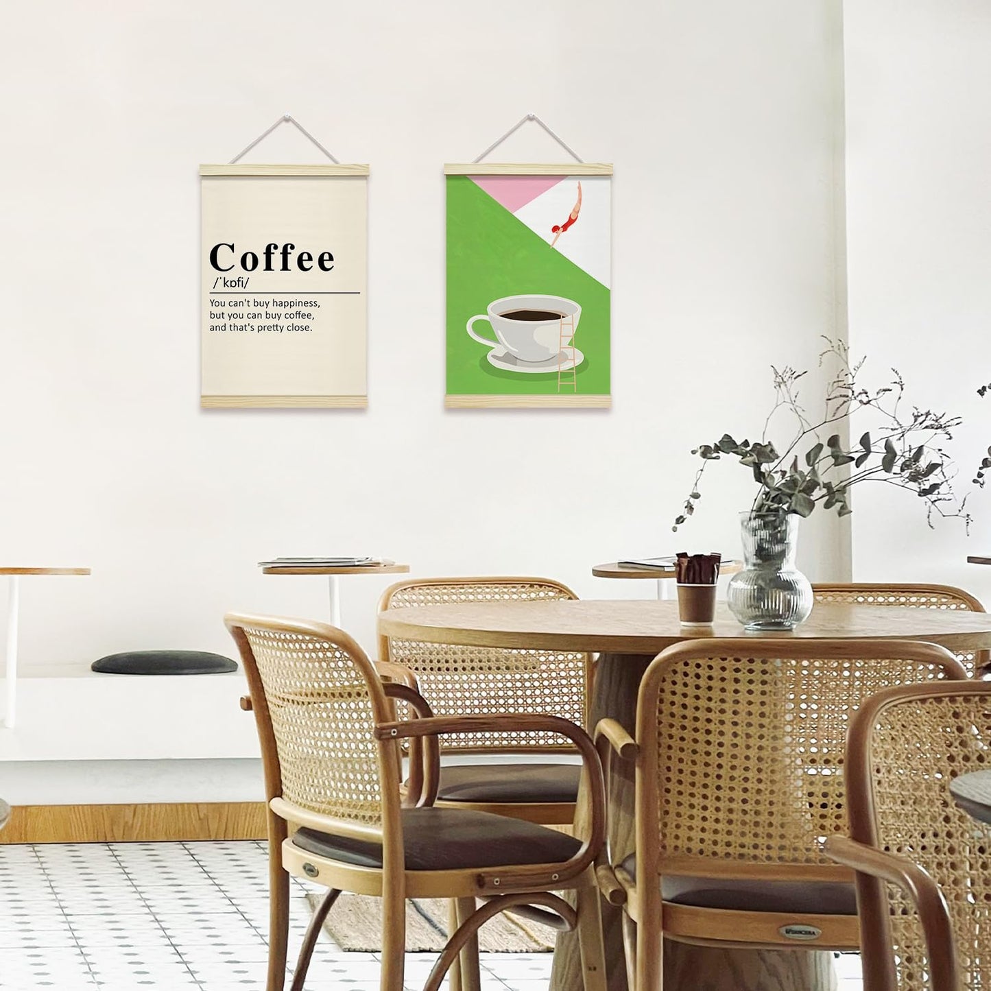 rizotus Coffee Poster Hanger Frame Set of 2, Trendy Wall Art Posters for Coffee Bar, Hanger Frame for Kitchen Office Bar Gallery Wall Decor, 12x16 Inch -B01