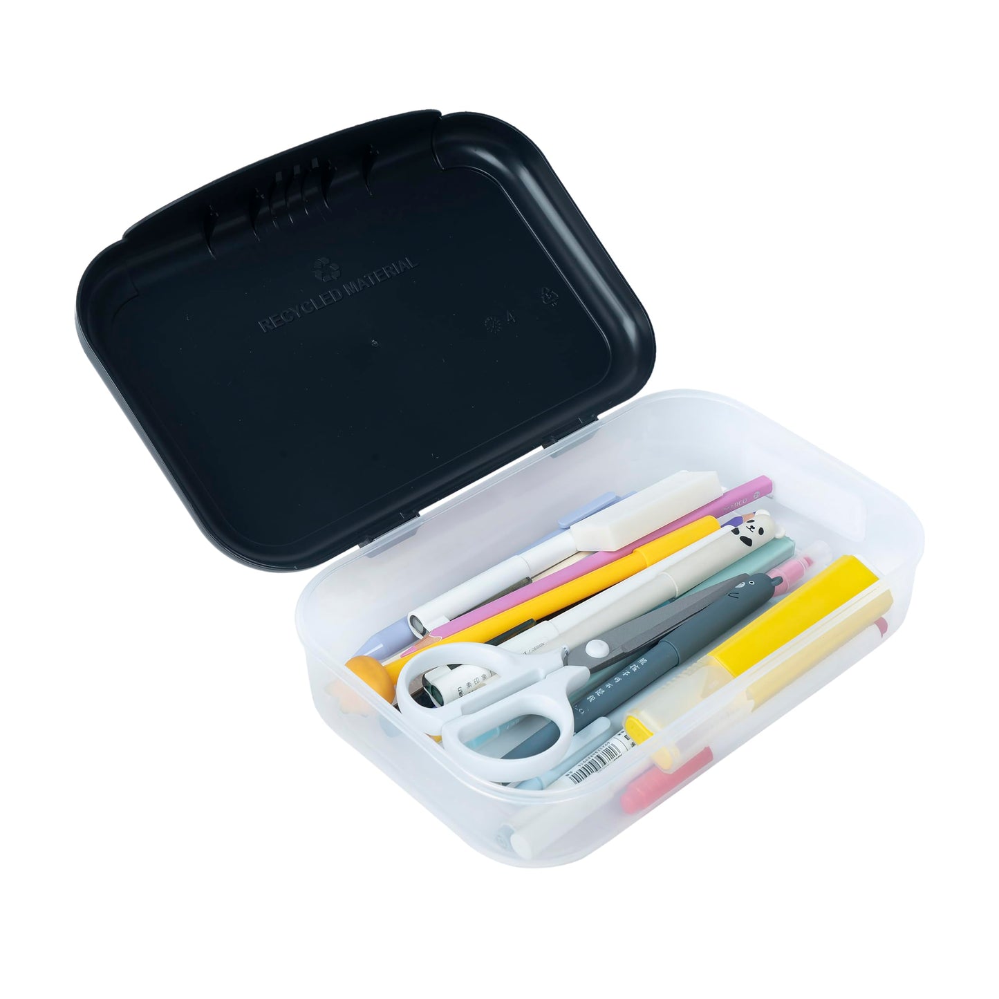 ZIPIT Recycled Plastic Pencil Box for Boys, Large Capacity Pencil Case for School, Durable Stationery Organizer Box,Dark Blue