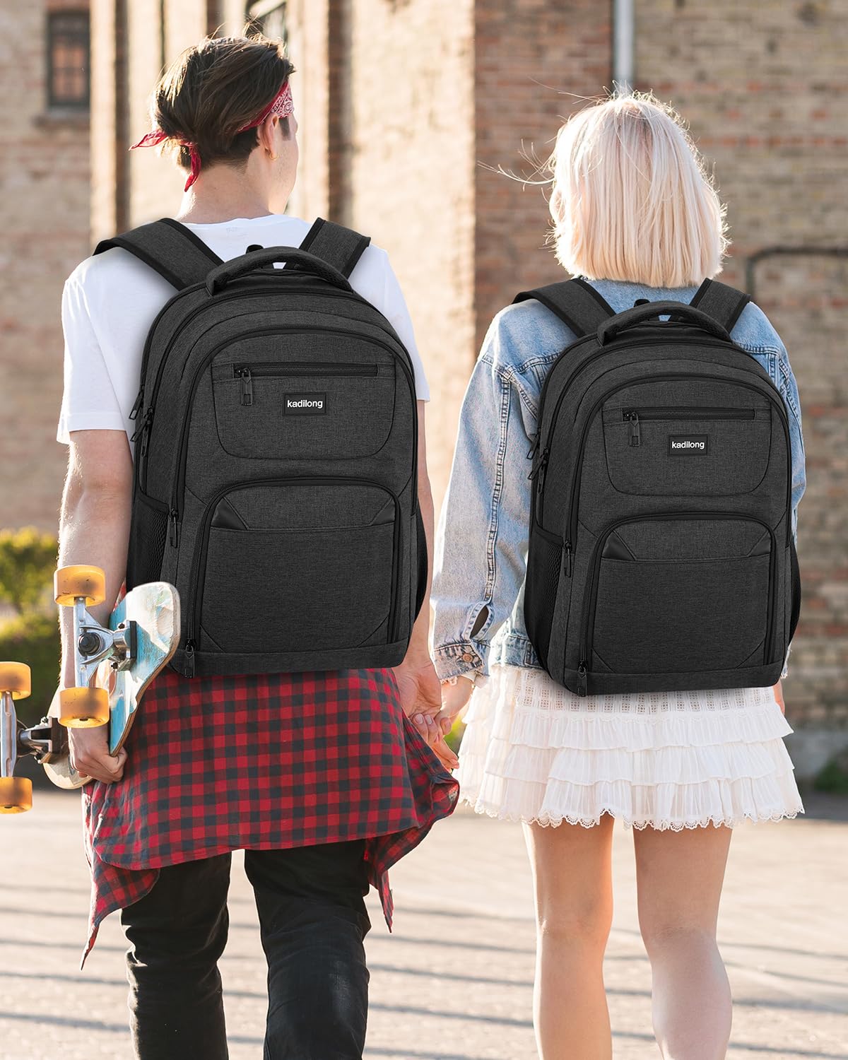 kadilong Laptop Backpack for Men, School Bookbag Gift for Teens Boys Student High School,College Computer Bag Business Anti Theft Sturdy Back Pack with USB Charger Fits 15.6 Inch Notebook, Black
