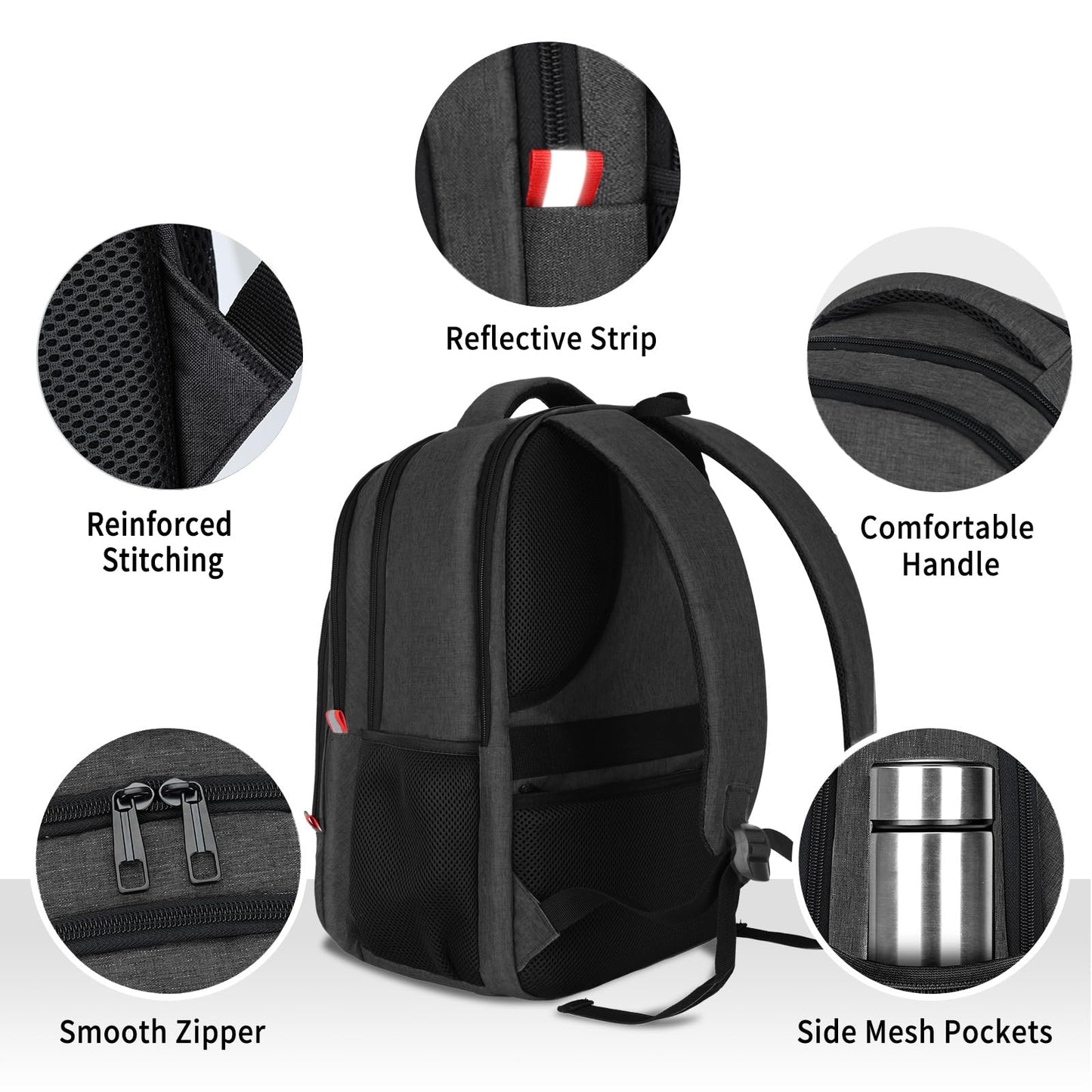 Skaypibs Backpack for Men,School Backpack for boys teens,Travel laptop backpack with Reinforced Straps,Water Resistant business Work college bookbag,book bag Fits 15.6 Inch,Black Back Pack