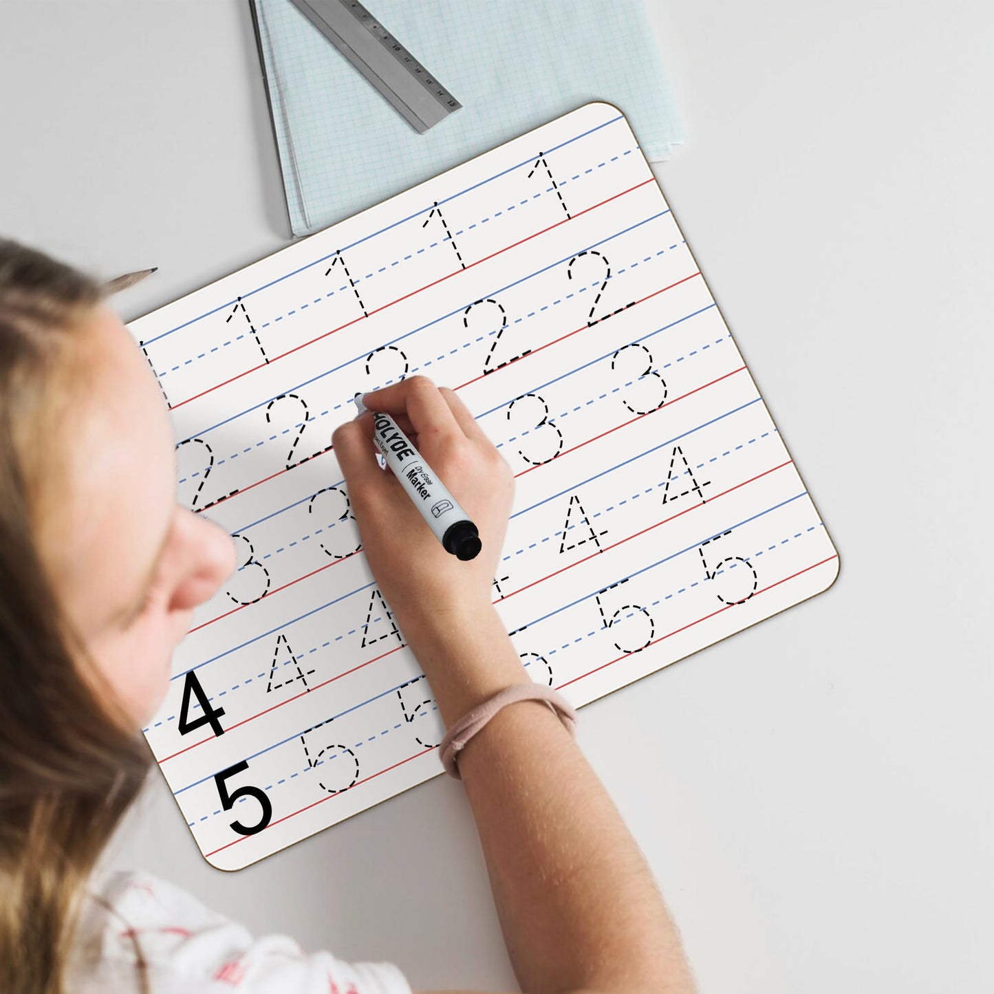 Set of 30 Dry Erase Boards, Double Sided Small Whiteboards with Lines for Kids, Students, Teacher & Classroom Pack, 9"x12" Mini Individual White Boards Lined for Writing with 30 Markers, 30 Erasers