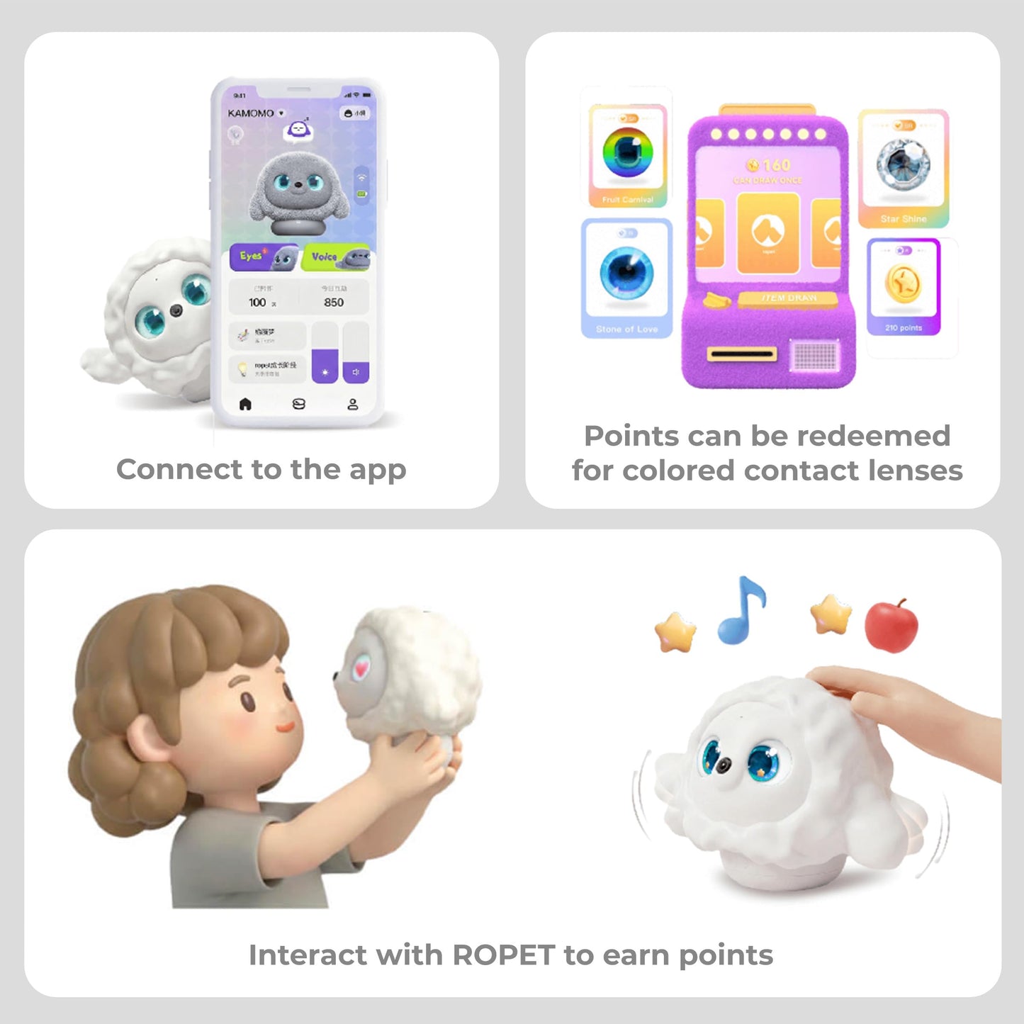 ropet KAMOMO Companion Interactive Robot Pet, Emotional Support for Kids and Adults, AI Desk Robots, Anxiety Relief Comfort Gift