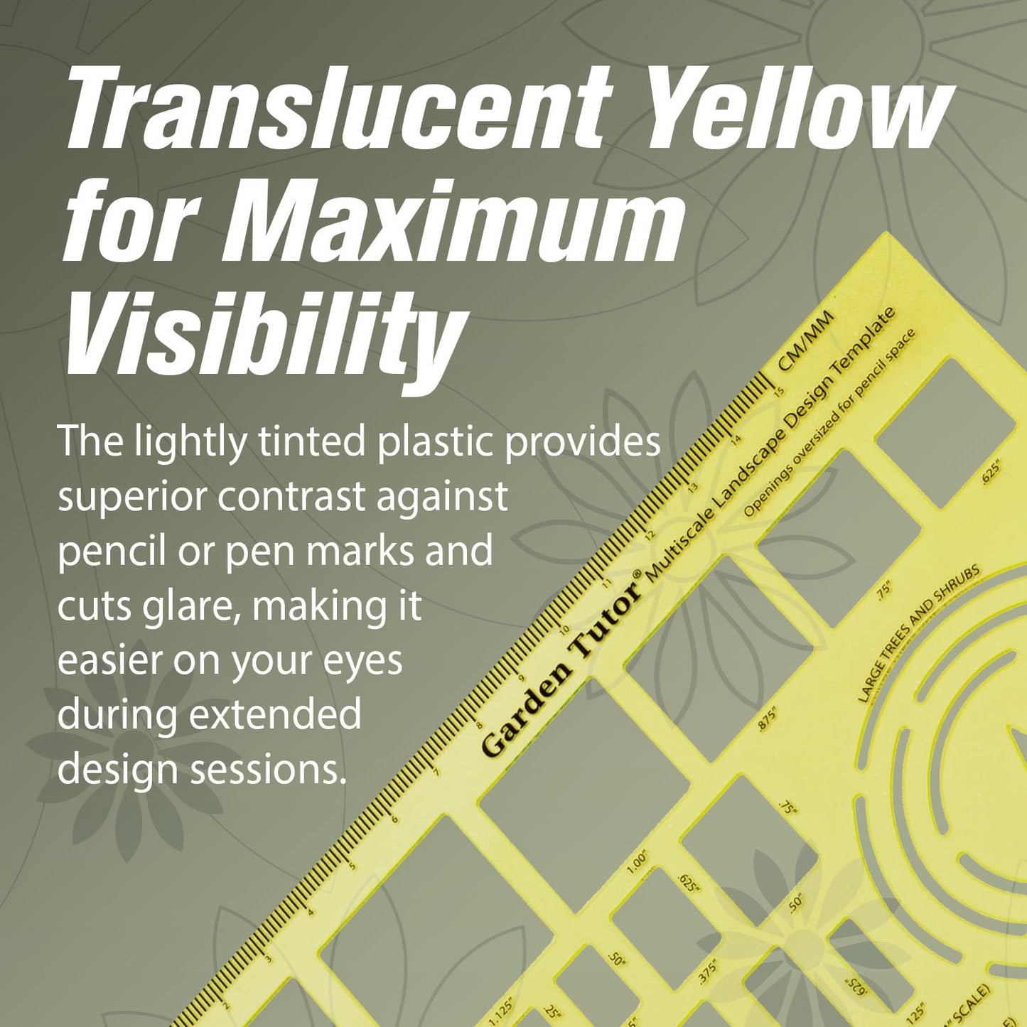 Garden Tutor Multiscale Garden & Landscape Design Templates 2 Precision-Cut Translucent Yellow Architectural & Drafting Tools for Garden, Yard & Landscape Design