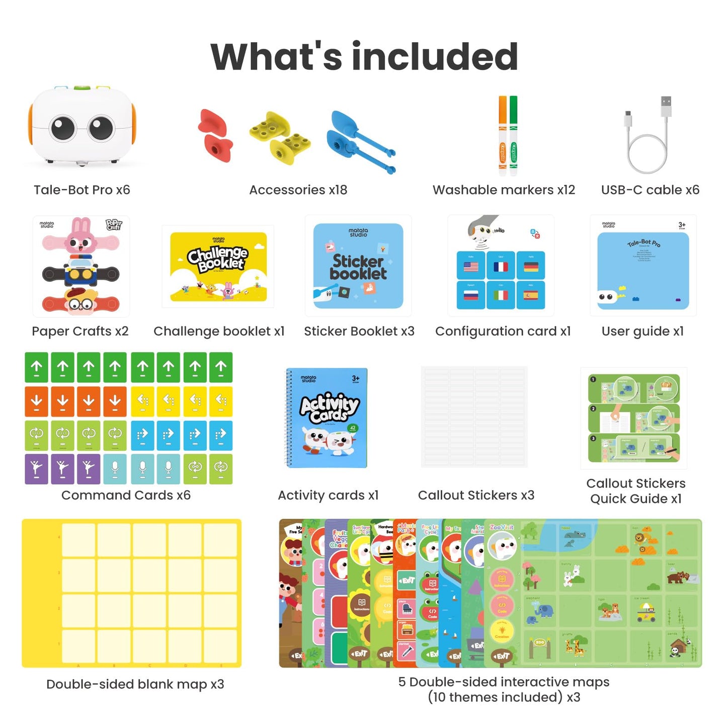 MatataStudio Tale-bot Pro Classroom Set Coding Robot for School Institution Kids 3-5, 6 TaleBot Pro Robots Included for School Supplies, STEM Educational Learning Toys for Kids to Learn Coding Basics