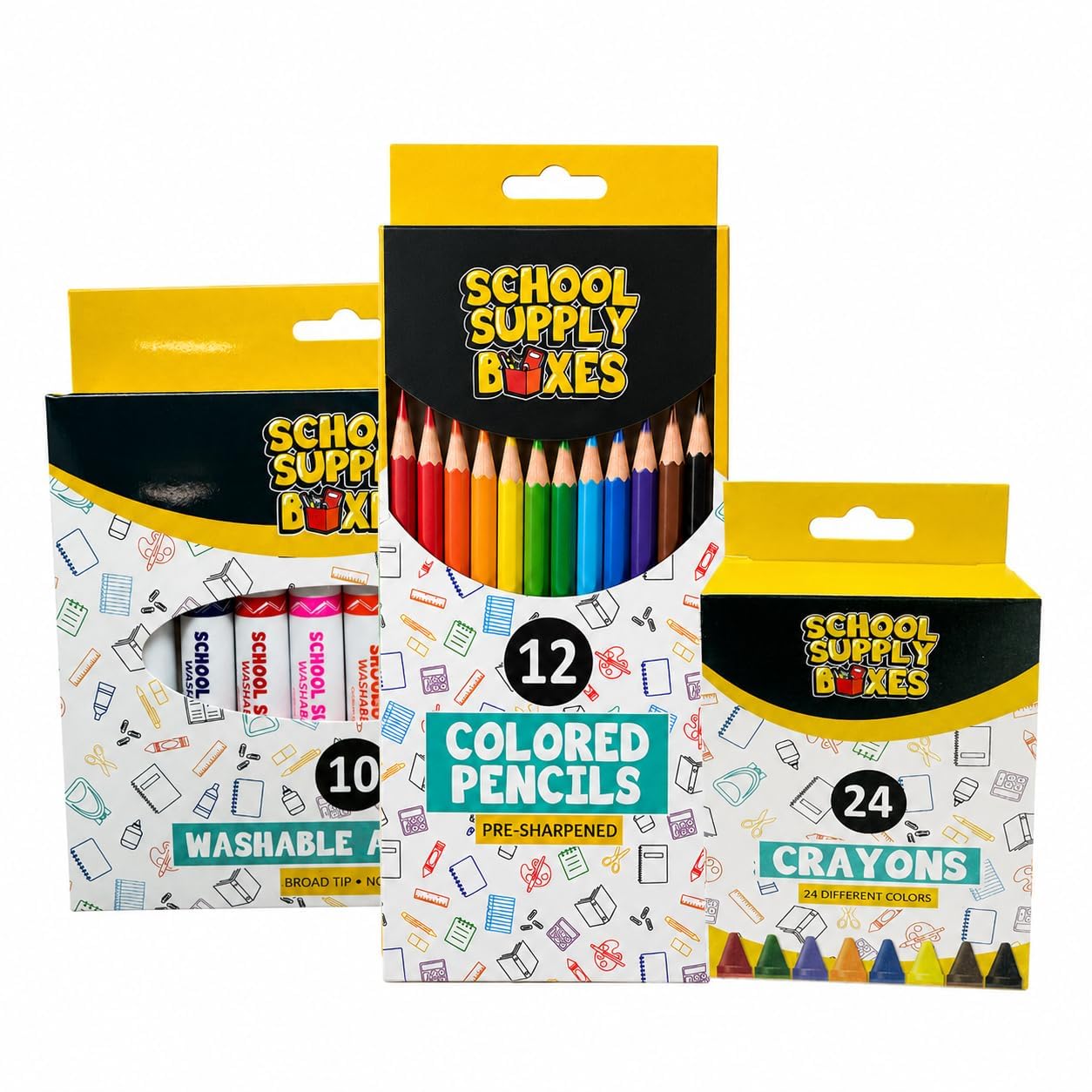 Elementary School Essentials Bundle | 1 Box - 91 Pieces per Box | School Supply Boxes - Back to School Essentials | Includes Binders, Folers, Notebooks, Filler Paper, Pencils, Notecards, Pens, & More