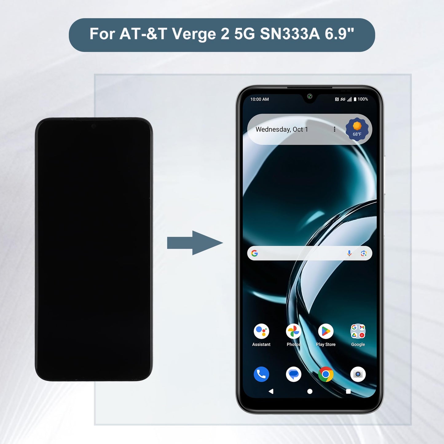 E-yiiviil Replacement LCD Display Touch Screen Digitizer Assembly Compatible with AT&T Verge 2 5G SN333A 6.9" with Tools