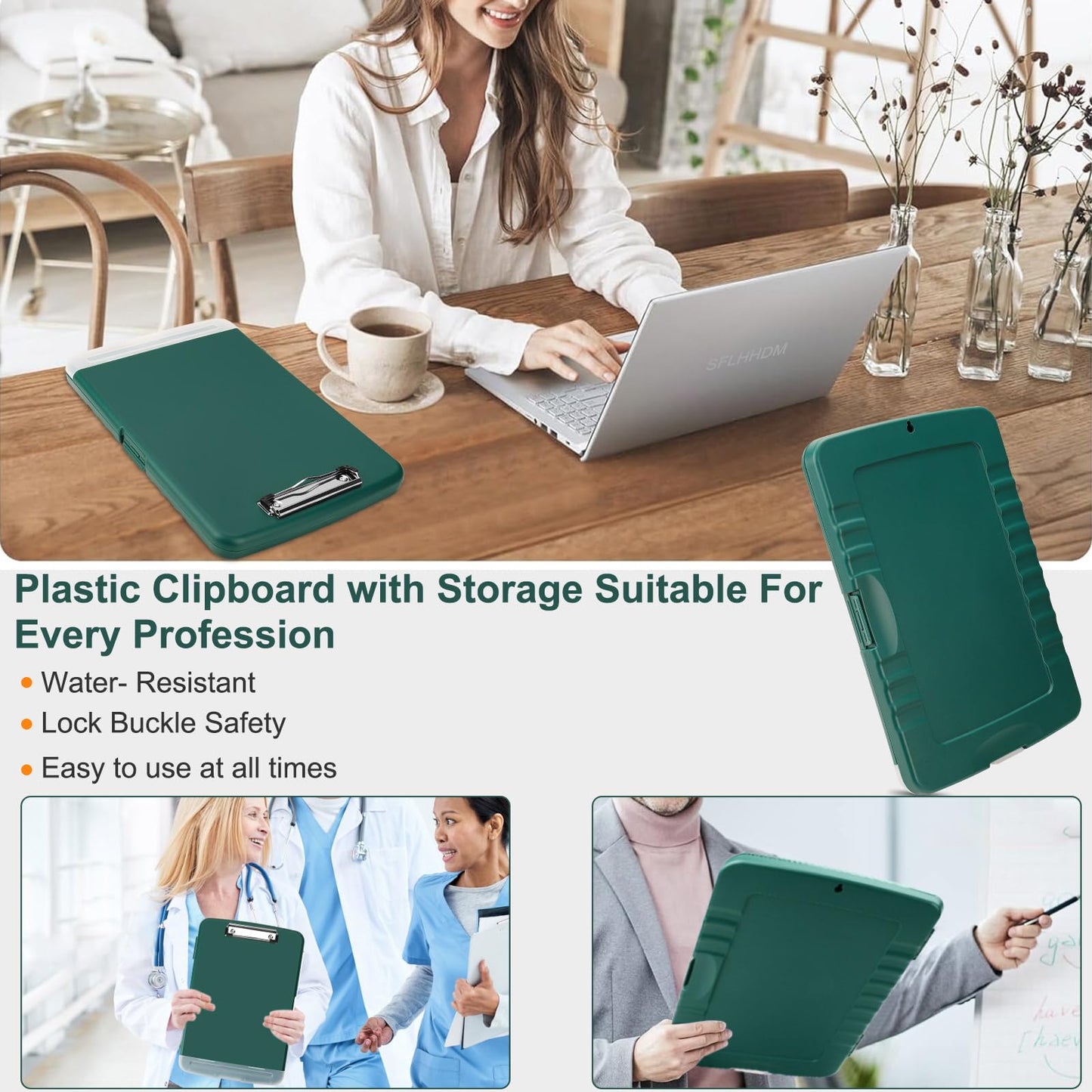 SFLHHDM Clip Boards 8.5x11 with Storage, Heavy Duty Storage Clipboard, Nursing Clipboards Folder with Pen Holder, Clipboards with Low Profile Clip, Nurse Clipboard Binder Case for Classroom