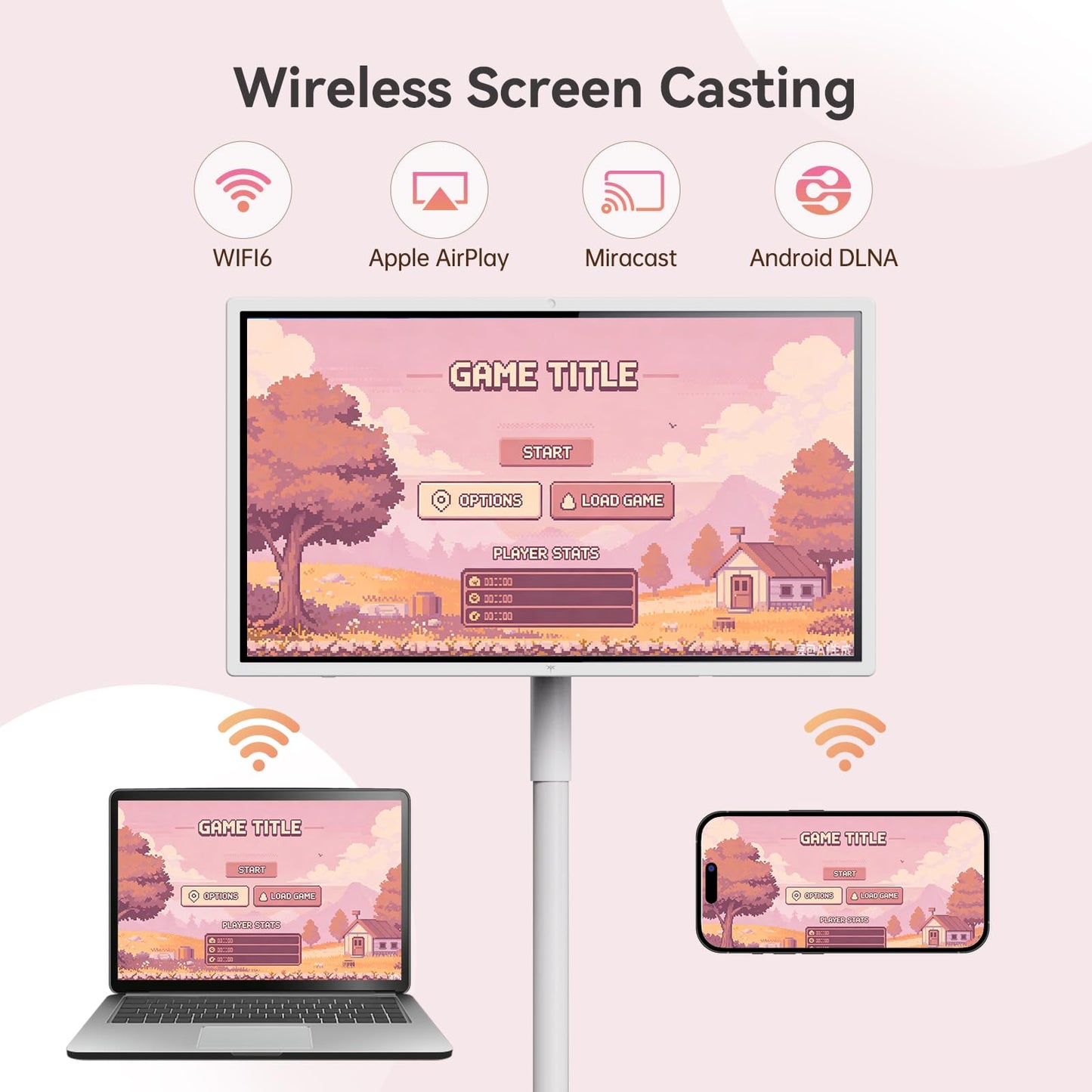 KTC 32" 4K Smart Portable TV MEGAPAD, Google EDLA Certified, UHD Touchscreen Rolling TV on Wheels with Speaker & Camera, 16G RAM+256G Storage, Built-in Battery, Full Swivel Rotation, Remote Control