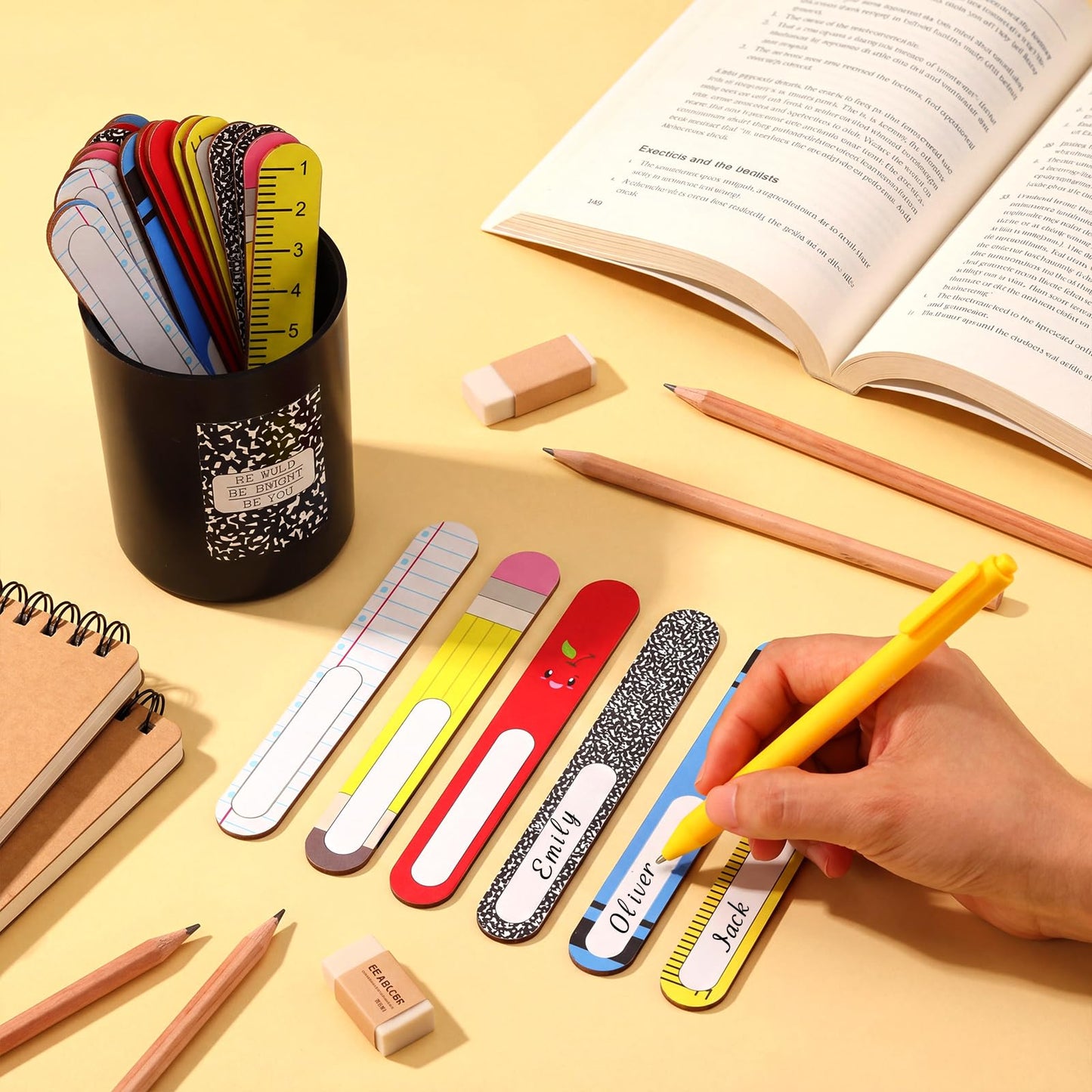 Ireer 122 Pcs Back to School Flip Name Sticks with Box and Sticker for Classroom Talking Flip Sticks Teacher Student Management Grouping Counting Tool Classroom Education Supplies (Combination)