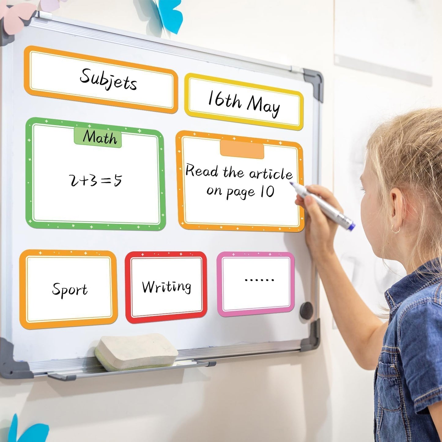 15 Pcs Magnetic Write Wipe Paper Organization Chart Dry Erase Objectives Learning Magnets for Classroom Whiteboard Great for Classroom Goals Targets School Whiteboard Teaching Essential Supplies