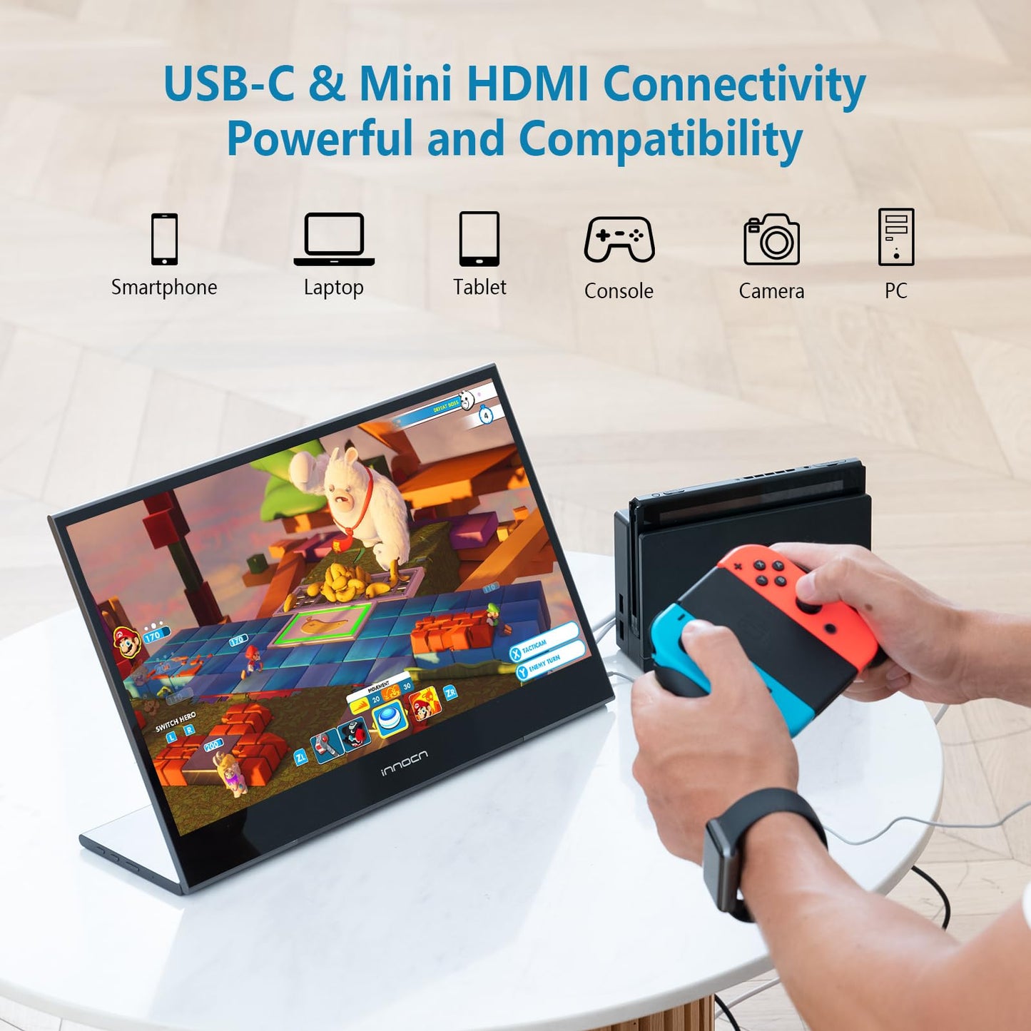INNOCN 15.6 inch Portable Monitor Touchscreen | 1080P | HDMI, USB C HDMI | for MacBook, Windows, Tablets, Android, Chrome, PS4, Switch, Mini PC | 400Nits | 100% sRGB