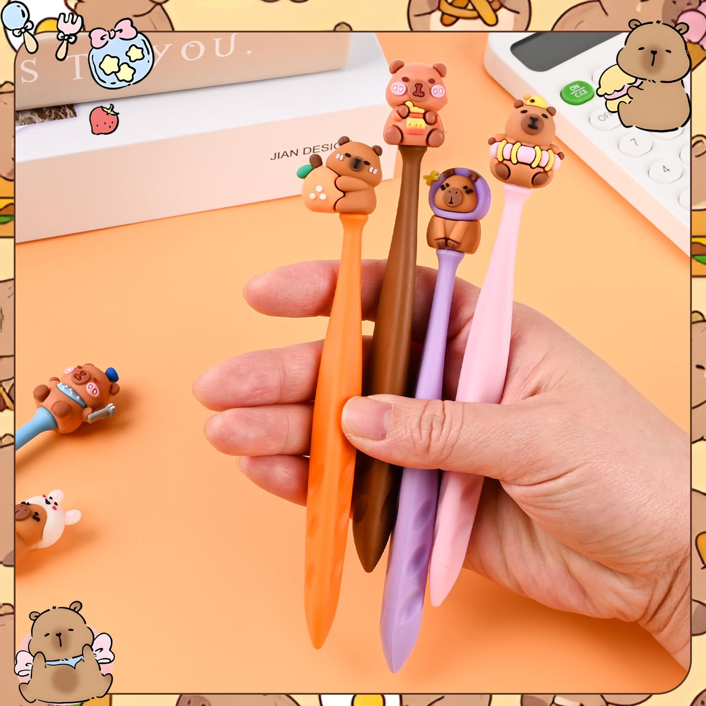 48 Pcs Cute Capybara Bobblehead Eraser for Pencils Kawaii Erasers Cute Fun Cartoon Erasers Supplies Birthday Classroom Gifts