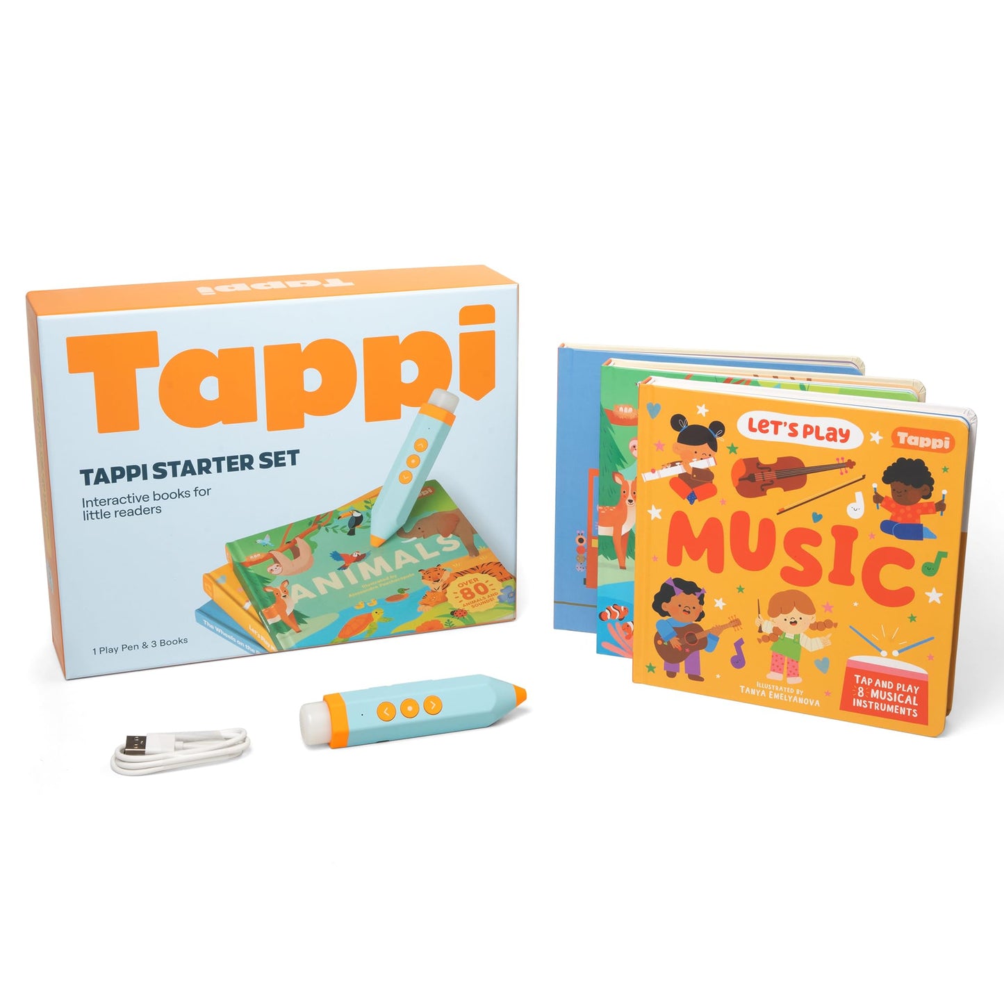 Tappi Interactive Learning System for Kids (Ages 2–6) – Starter Set with 3 Books + Tappi Play Pen – Screen-Free Sounds, Music & Games