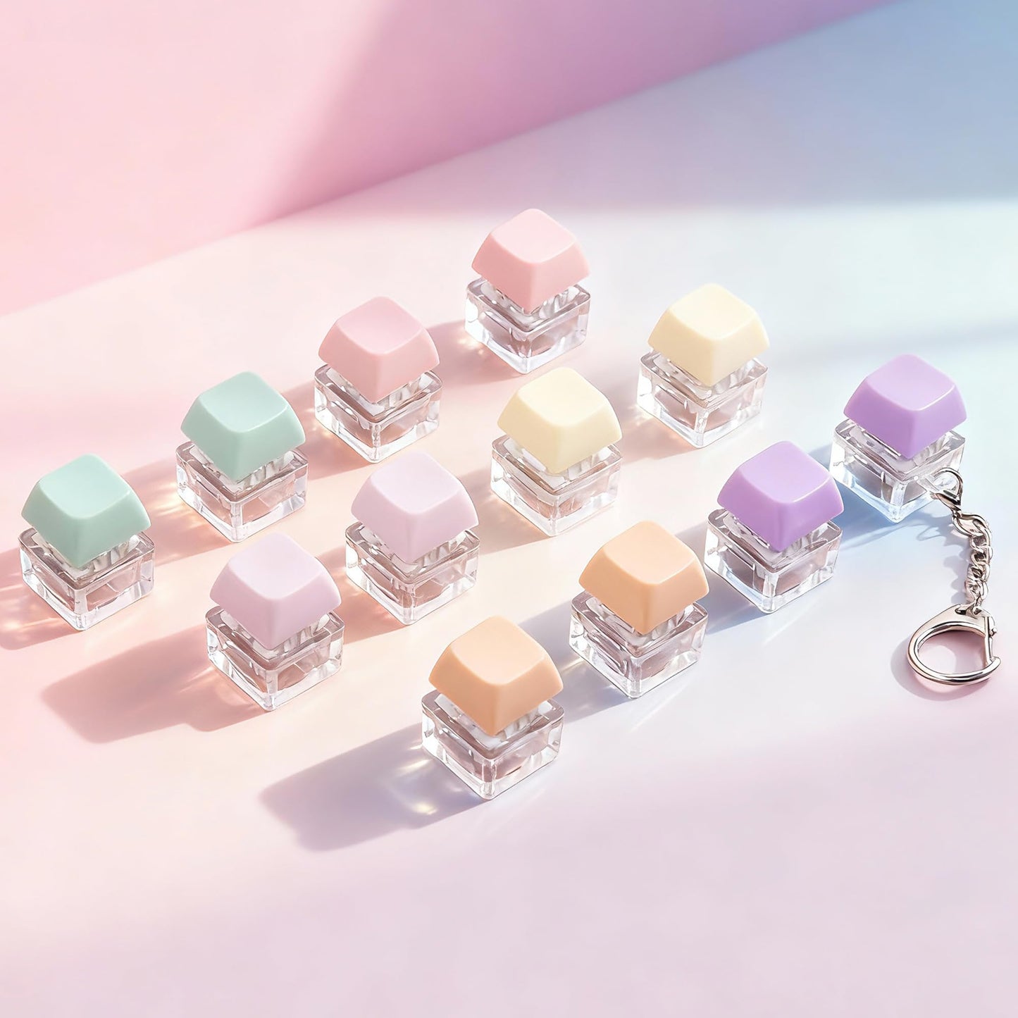 12 Pcs Macaron Keyboard Fidget Toy for Kis Adult to Relief Stress, Fidget Keychain Keyboard Decompression Button Finger Clicker Toys, Button Stress Relief Fidget Gifts Birthday Party Favors