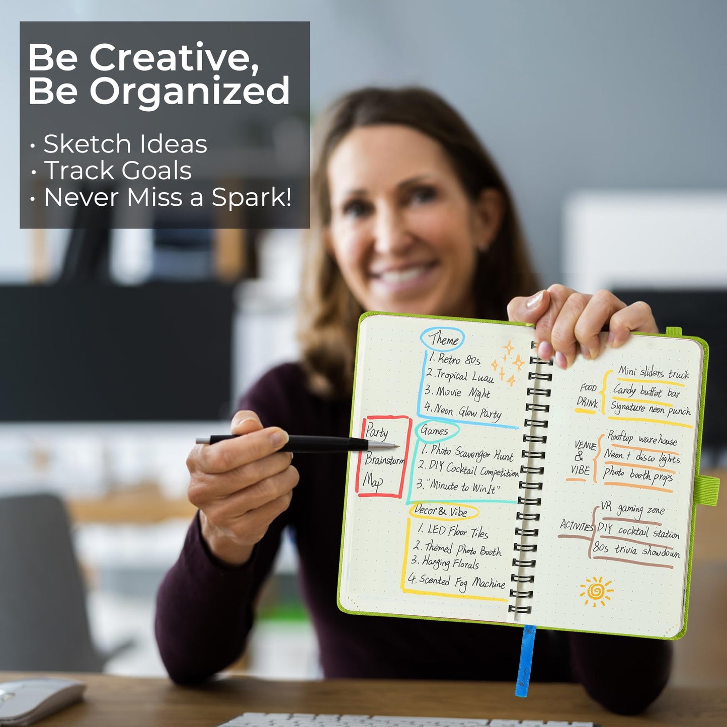 IN-LUXPRO Planner 2026-2027 Daily Weekly and Monthly,6.5"x3.75",18 Months Spiral Bound Calendar Agenda with Self-adhesive Pen Holder,2026 Academic Plan with Vegan Leather Soft Cover,Wasabi Green