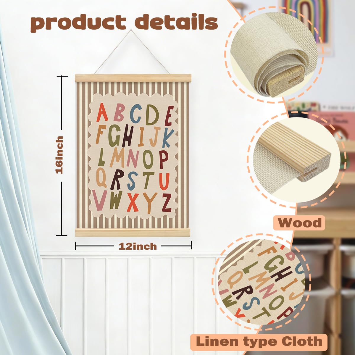 STHTTSW Educational Charts & Posters Hanger Frame - Homeschool Supplies,ABCs Kids Learning Educational Gift for Toddler Ages 2 3 4 5,Alphabet Poster For Toddlers,ABC Number Chart 12x16 Inch