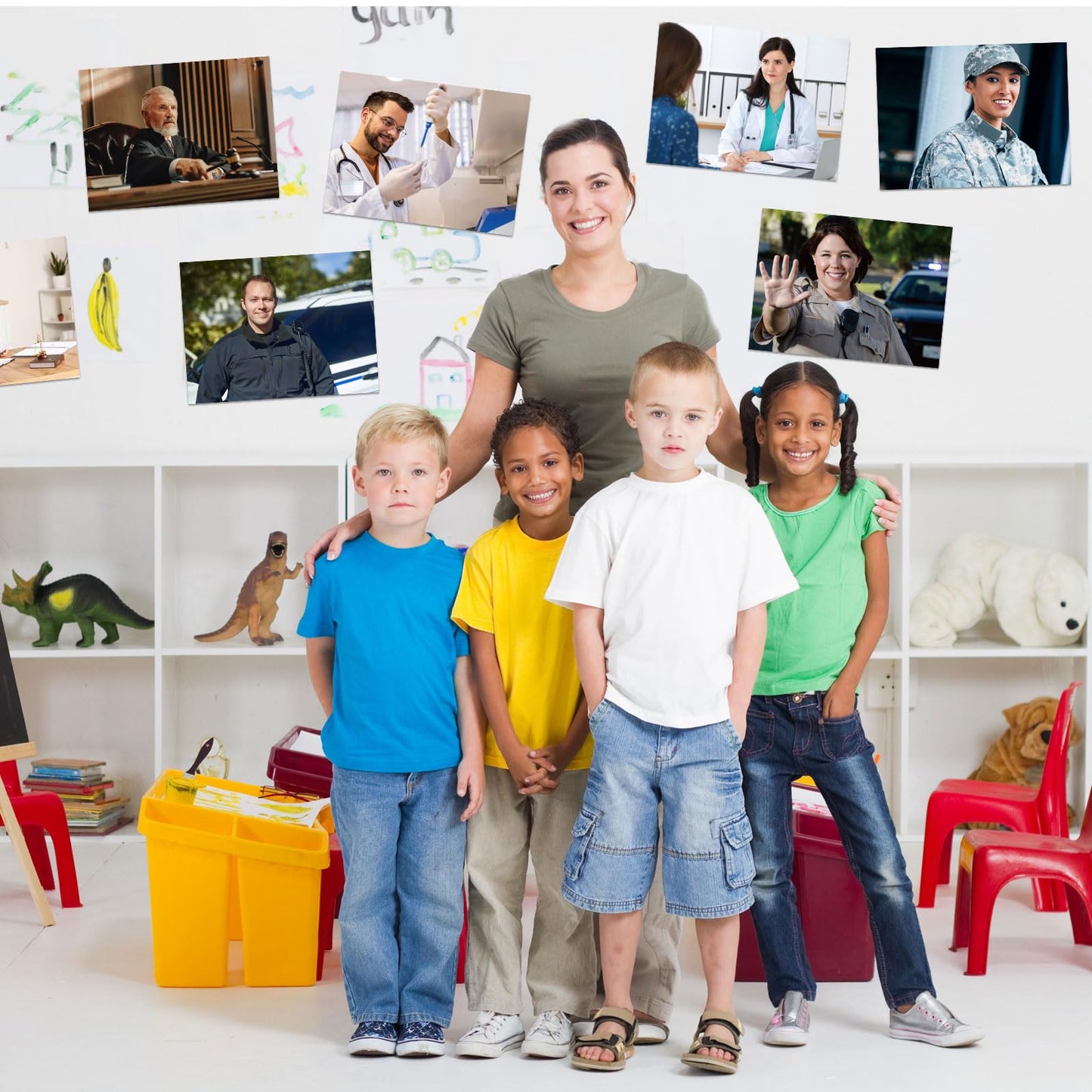 Motiskyy 12 Pcs Diversity Posters for Classroom Preschool Educational Learning Real Pictures for Daycare Home Multicultural Awareness(Community Helpers)