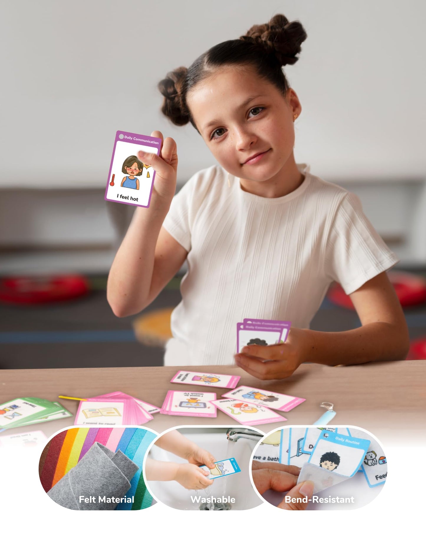 CHEFAN 120 PCS Autism Communication Cards for Speech Delay Non Verbal Children and Adults, Special Needs Visual Aid Language Learning Cue Cards Special Ed Feelings Emotions Flash Cards
