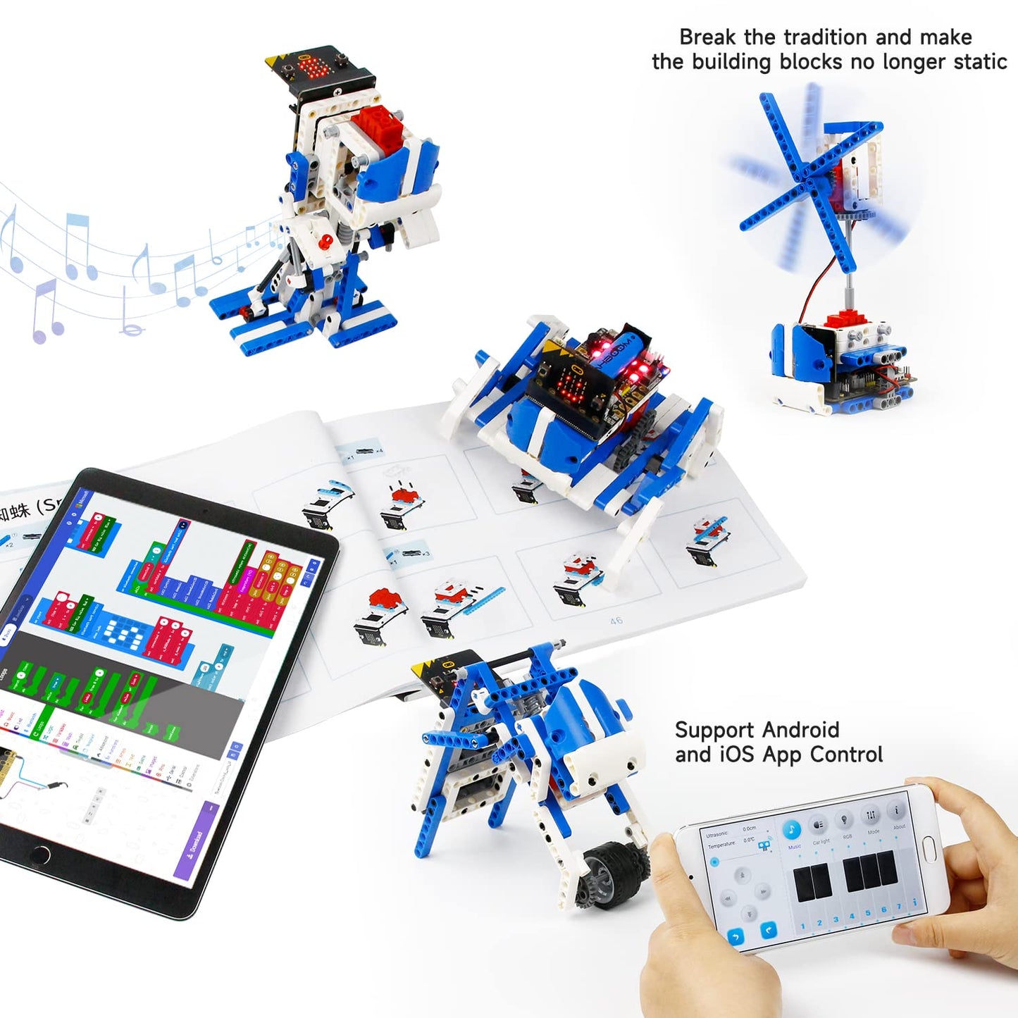 Yahboom Micro:bit Building Block Robot Kit 16 in 1 STEM Projects Advanced with Sensor Module DIY Toys for Kids 10+ Gifts for Christmas (Advanced Kit)