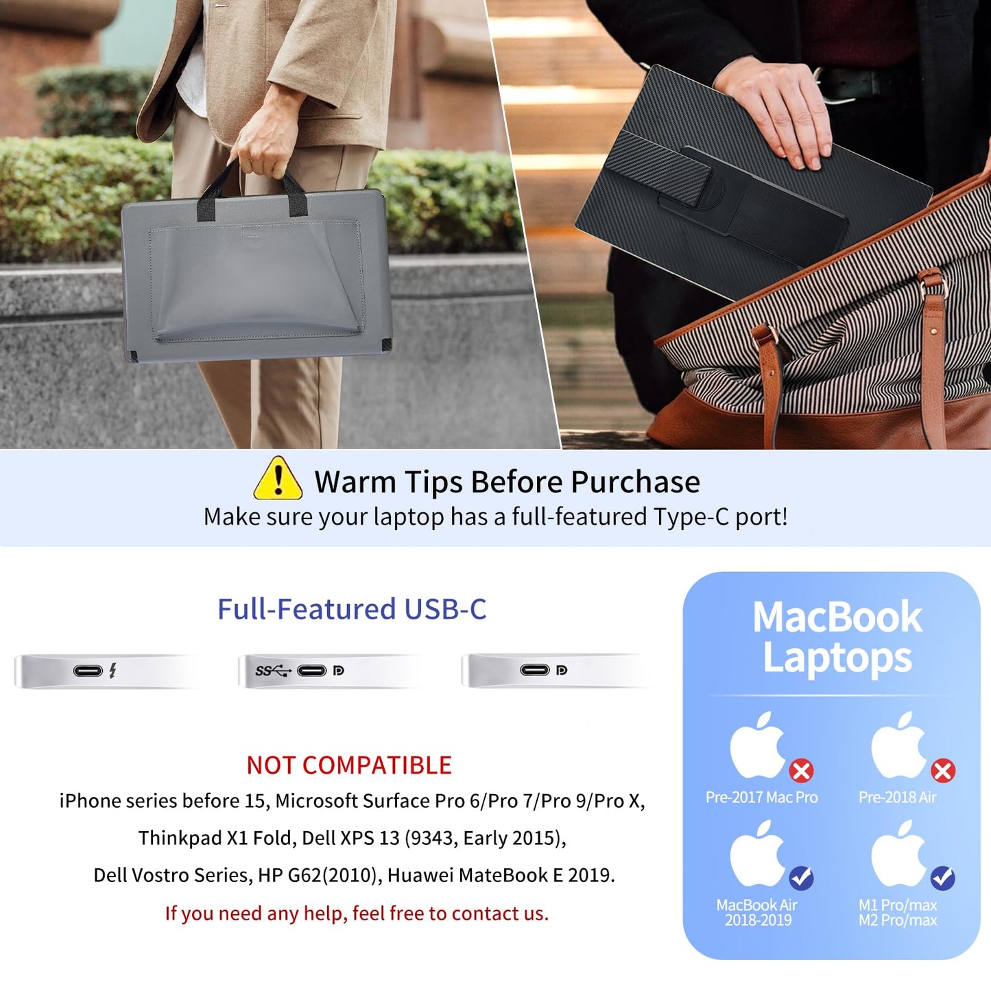 DZVW 15.6" Laptop Screen Extender, FHD 1080P IPS Triple Monitor Extender, Detachable Portable Monitor for Laptop 13-17.3",Plug-Play Portable Screen Compatible with MacOS/Windows/Phone