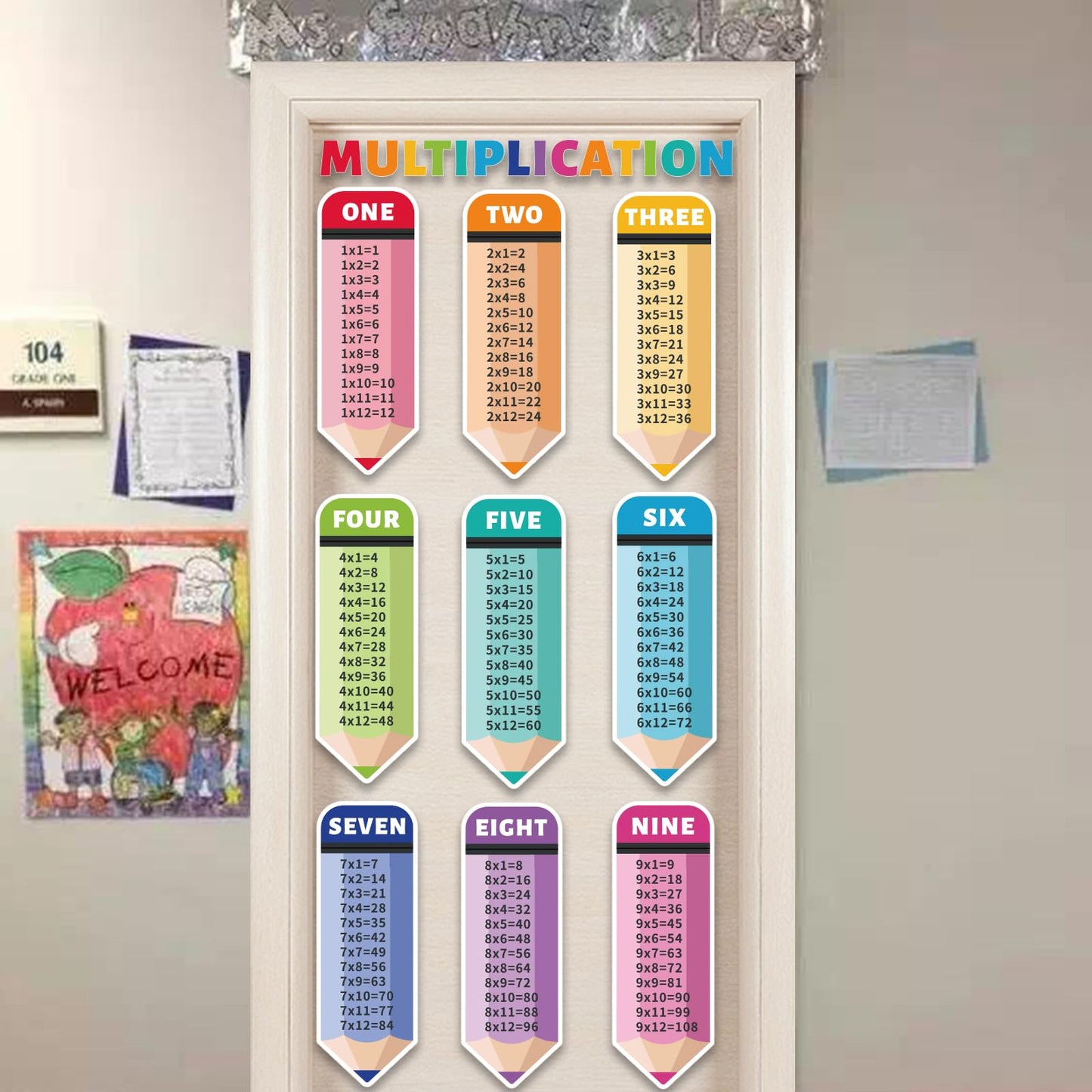 26 Pcs Large Educational Multiplication Math Posters 6.3×17.7 Inch Multiplication Posters Times Table Chart Posters for Elementary Middle School Classroom Must Have Home School Supplies Wall Decor