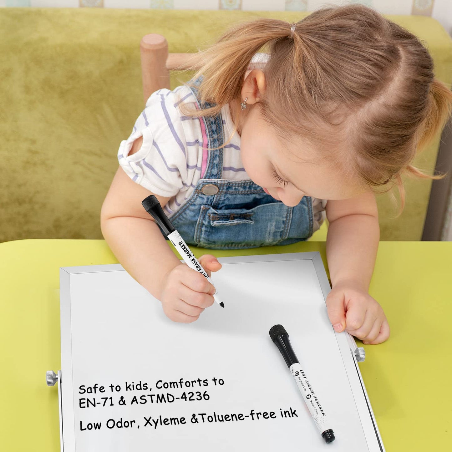 Comix Magnetic Dry Erase Markers, Fine Tip Black Whiteboard Markers with Eraser Cap, Low Odor Black Markers for Kids Teachers