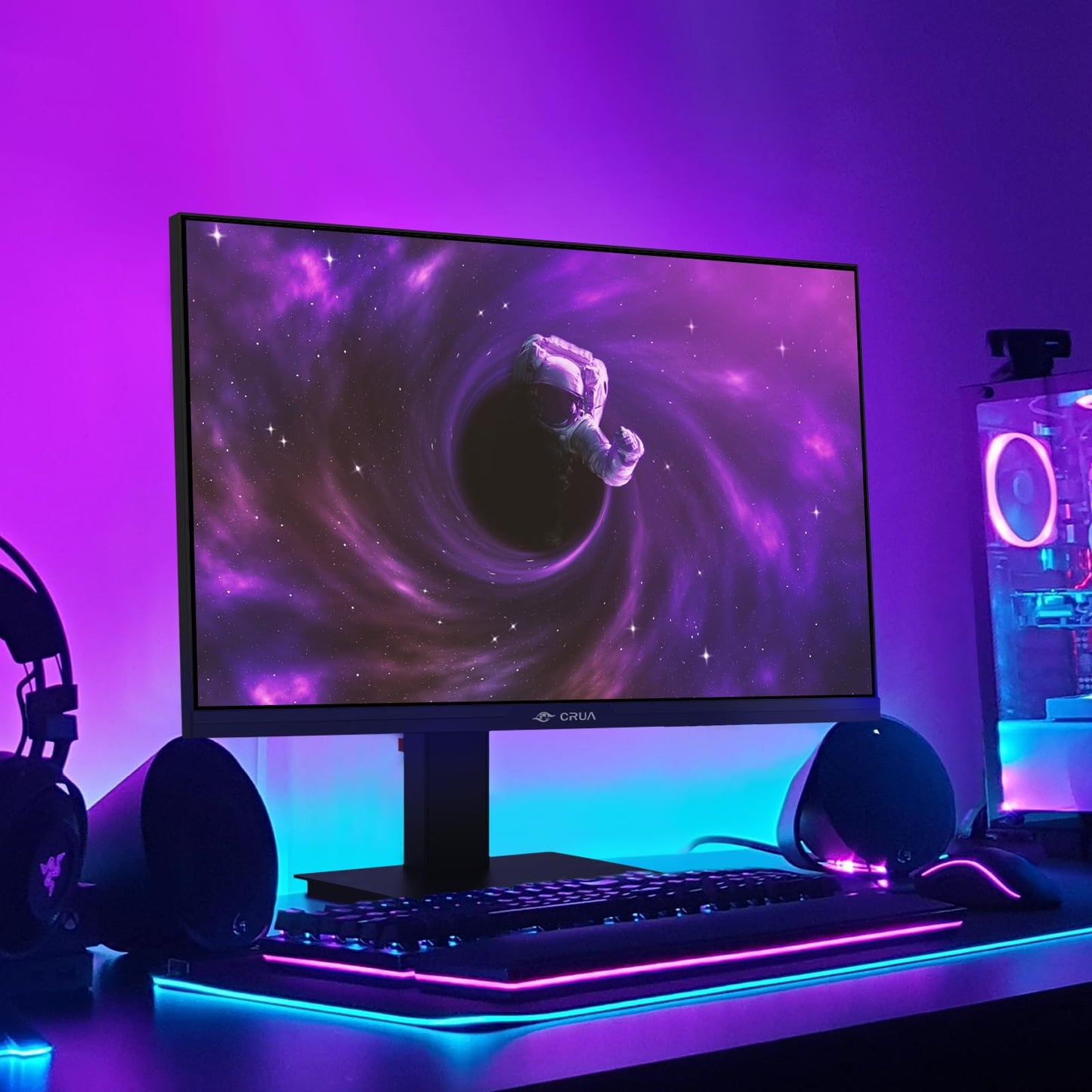 CRUA 24.5Inch Gaming Monitor 165Hz/180Hz, FHD(1920x1080P) 120% sRGB Computer Monitor, Height/Pivot/Swivel/Tilt Adjustable Vertical Monitor, Support FreeSync, DP,HDMI, Wall Mount (75mmX75mm)