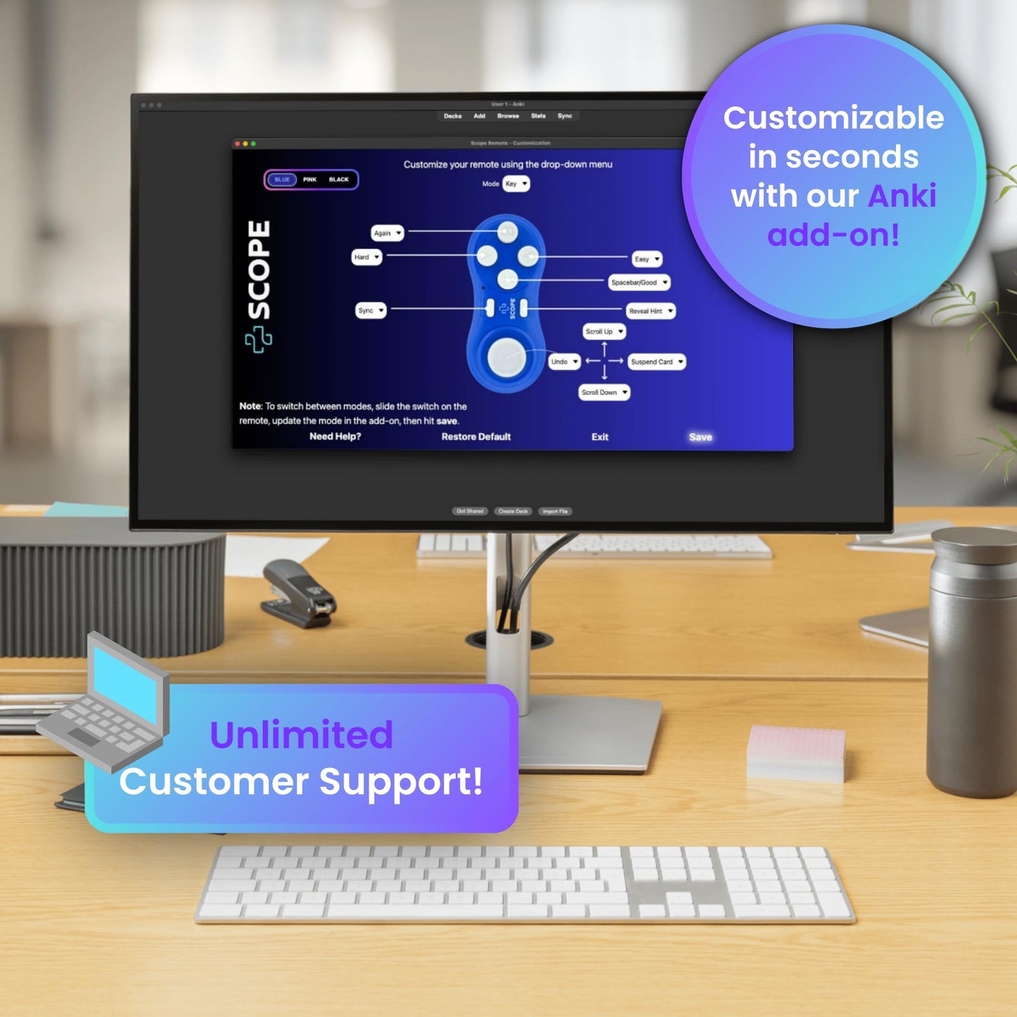 Scope Remote- Remote for Anki. Customizable with Anki Add-on, Compatible with Windows, Mac, iOS, iPad, Android. Quizlet Compatible Controller. Limited Cardiology Edition, Plus (16-18 Hours Battery)