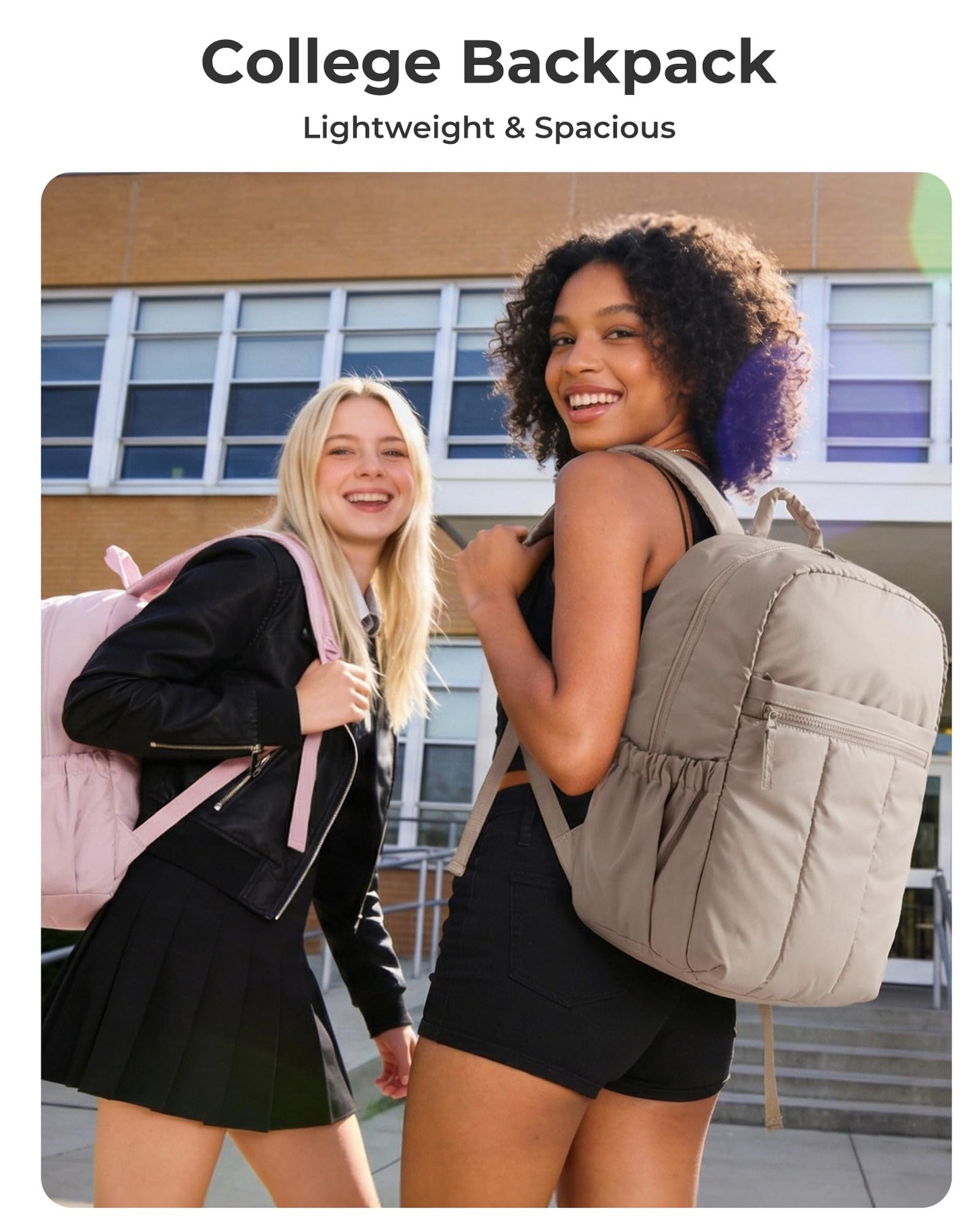 BAGSMART Backpack for Women, Travel Backpack with Large Side Pocket, 15.6 Inch Work College Backpack Purse, Waterproof Business Teacher Laptop Bag, Camel
