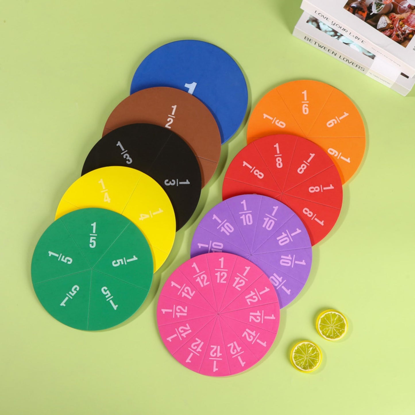 EHR Magnetic Fraction Circles for Kids, Classroom Math Manipulatives for Hands-On Fraction Learning, Fraction Circles Set for Elementary Math & Homeschool