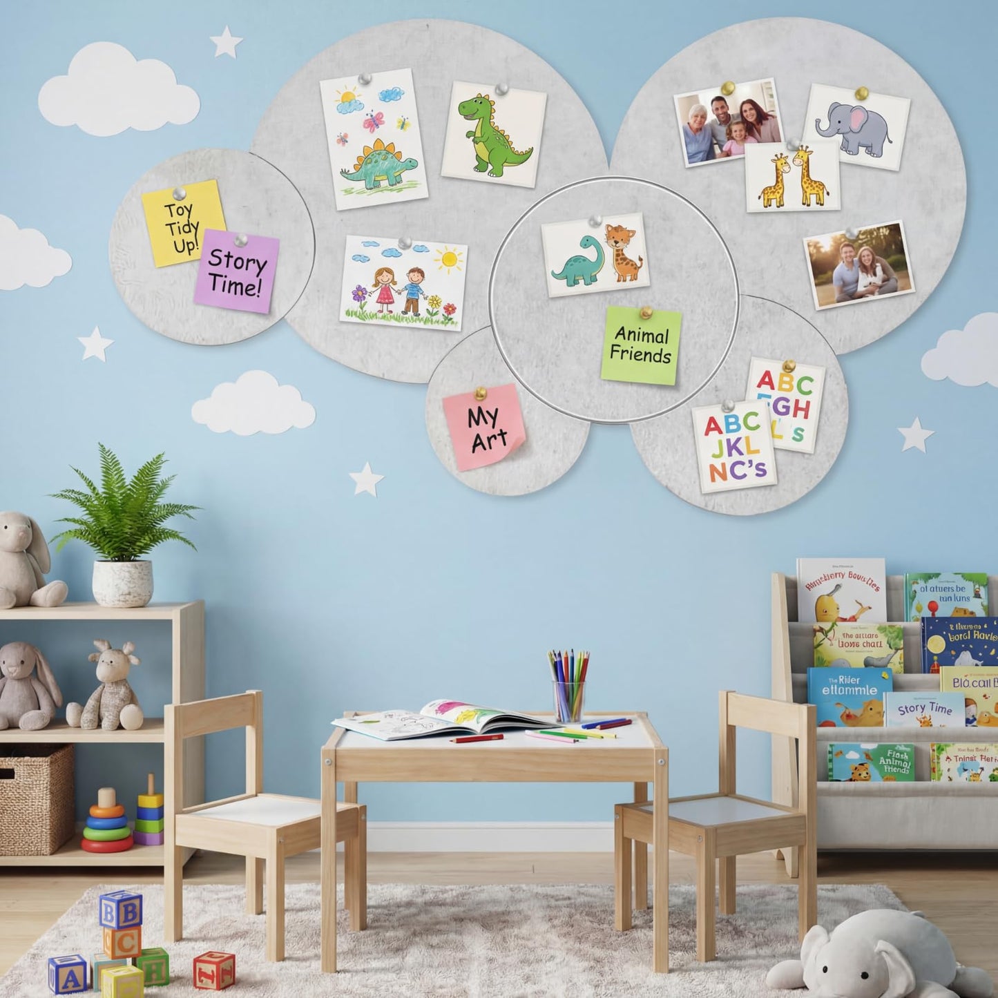Yerliker 6 Pcs 55 x 30 Inch Felt Bulletin Board Tiles – Self-Adhesive, Thick Splicing Felt Panels for Home, Classroom, Nursery & Playroom Wall Decor – Push Pin Friendly(Ivory Tan)