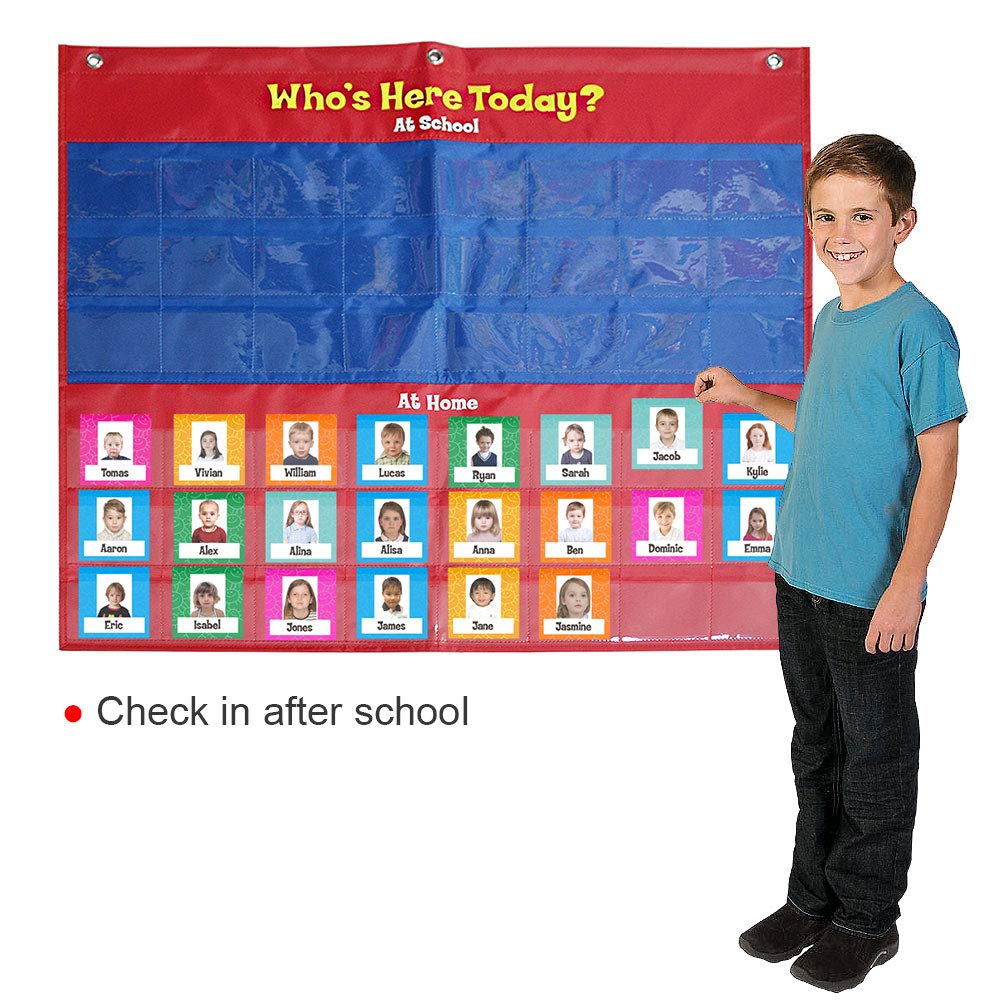 amzoya Attendance Pocket Chart with 72 Student Cards-Classroom Behavior Tracker for Perschool to Elementary,Pocket Chart for Classroom…