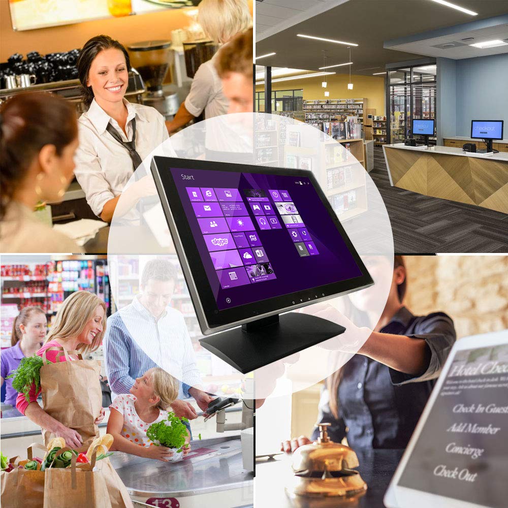 17 Inch Pro Commercial Grade Capacitive LED Backlit Multi-Touch HDMI Monitor, 4:3 Display 1280 x 1024, True Flat Seamless Touchscreen, Great for Office, POS, Retail, Restaurant, Bar, Gym, Warehouse