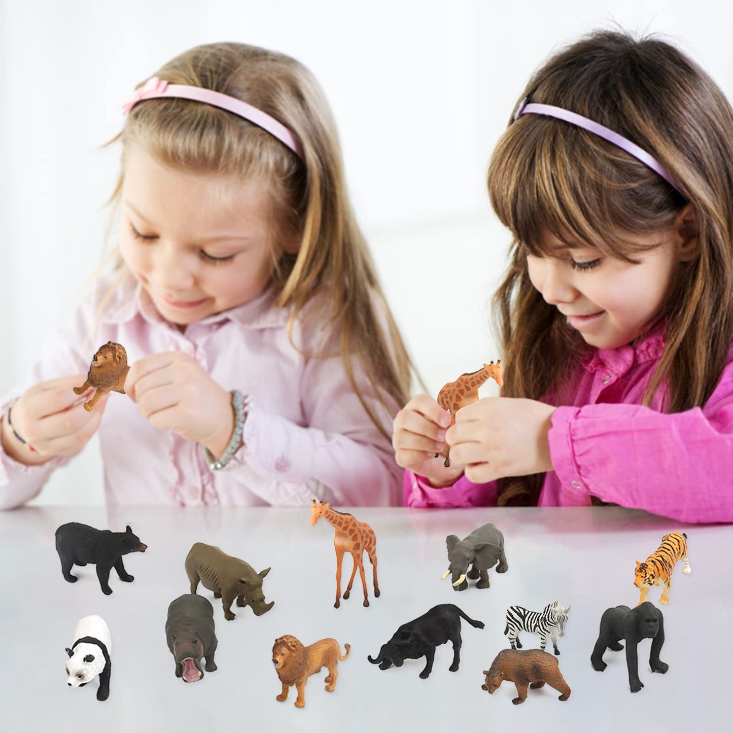 Montessori Safari Animal Matching Game, 12PCS Realistic Zoo Animal Figurines with Flash Cards, Preschool Science Educational Learning Toys for Toddlers Kids, Homeschool Montessori Toys