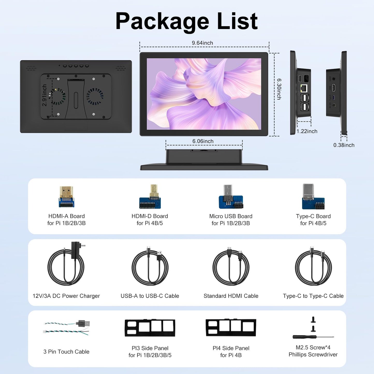 MAGEX 10.1 Inch Touch Screen Monitor with Case - pi screen IPS FHD 1920x1200, 10-Point, pi display with HDMI Dual-Speaker, pi touchscreen for Pi 5/4/3/2/Zero/Win11/10/8/7/VESA, Fan, Stand, Driver-Free