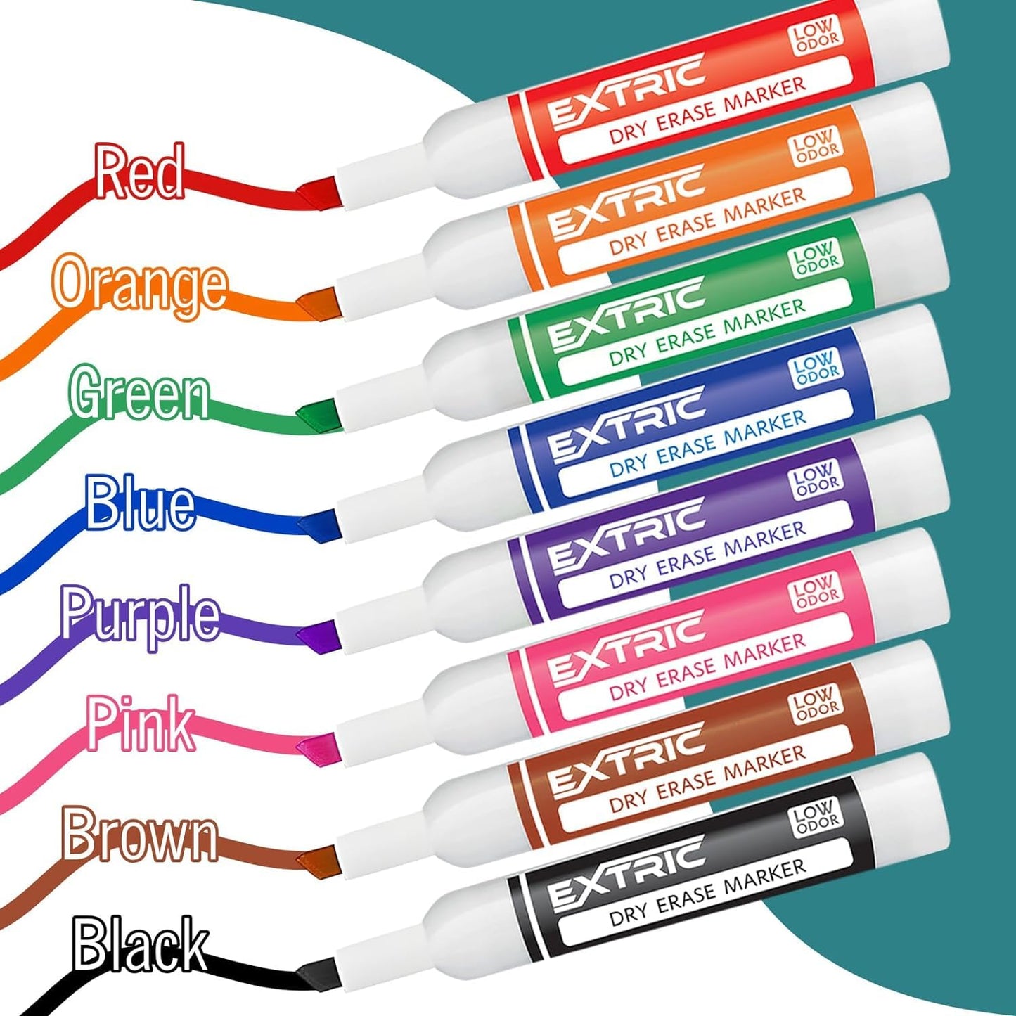 EXTRIC Dry erase Markers Chisel Tip, 8 Whiteboard markers, Magnetic Marker Holder & Eraser, Low Odor White Board Marker Dry Erase - Non Toxic for Classroom, Home, or Office Supplies