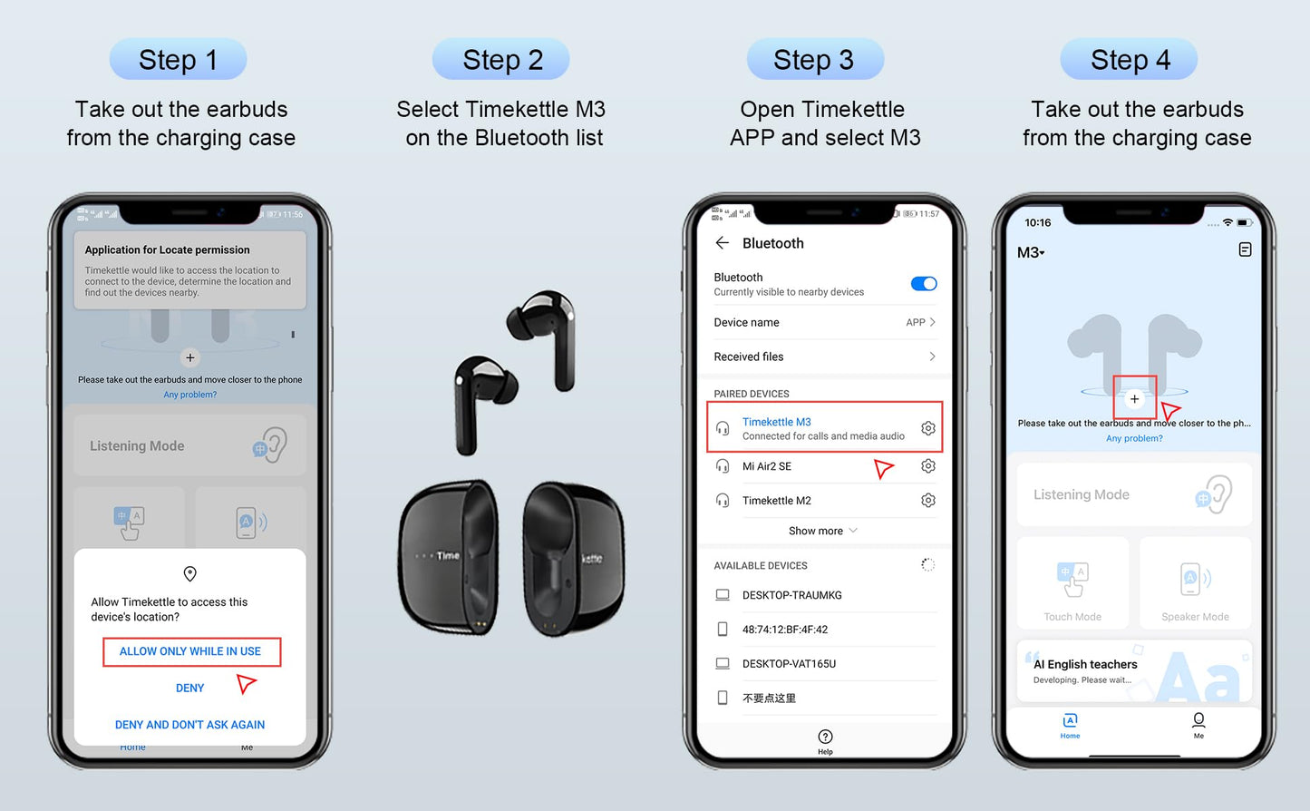 Timekettle M3 Language Translator Earbuds,Two-Way Translator Device with APP for 40 Languages Online,Voice Bluetooth Translator Earbuds,Compatible with iOS,Android (Online Version) White