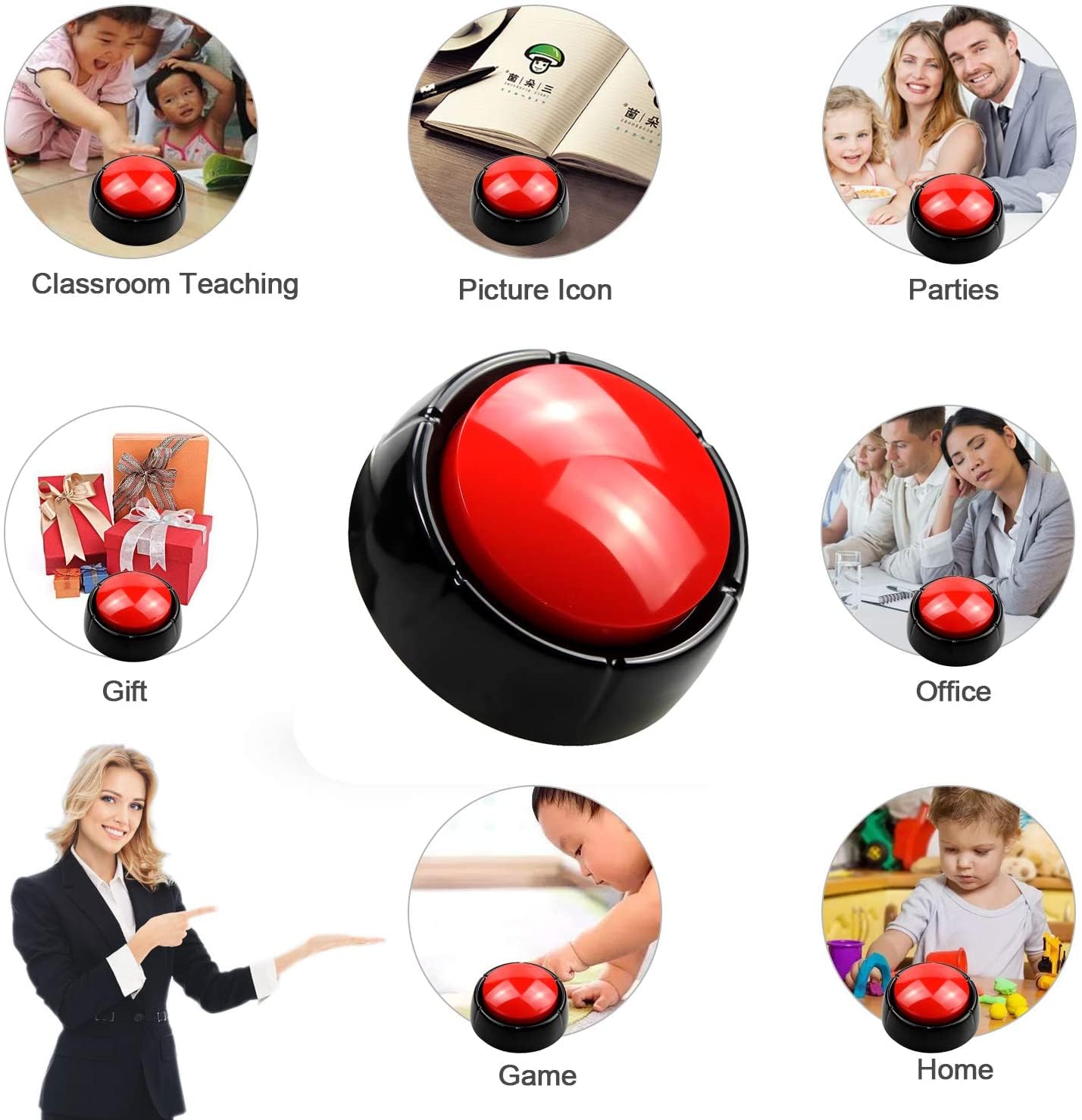 Recordable Button Voice Recording Button 30 Seconds Recording Talking Button Easy Buttons Recording Buttons for Classroom Dog Buttons for Communication Study Practical Jokes