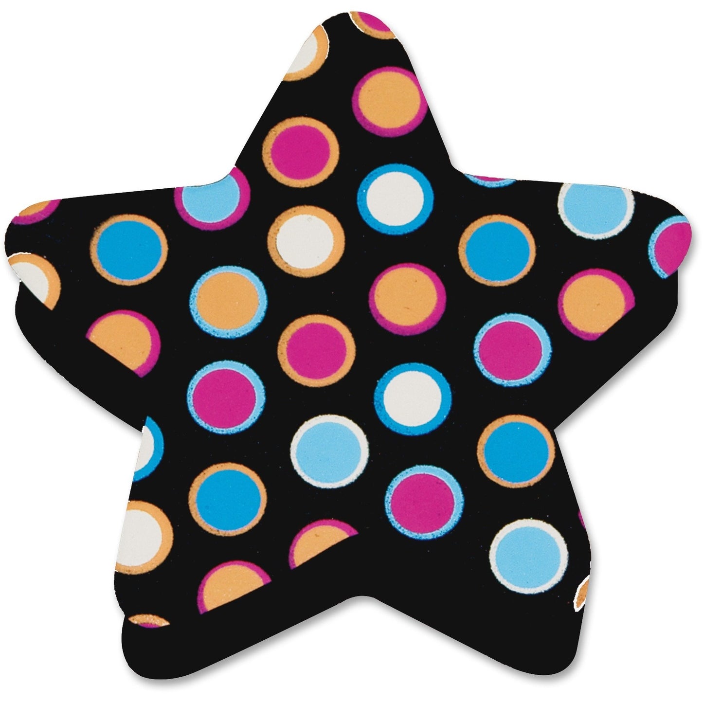 Ashley Productions Star Dots Magnetic Whiteboard Erasers, Multicolor, Black (10026)