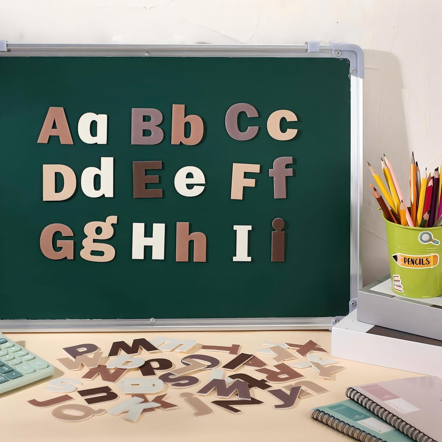 Breling 310 Pieces Felt Letter Bulletin Board Letters Sticker with Number 2" Bulk Self Adhesive ABC Upper Lowercase Sticky Letter for Xmas Gift Bulletin Board Classroom(Brown Color)