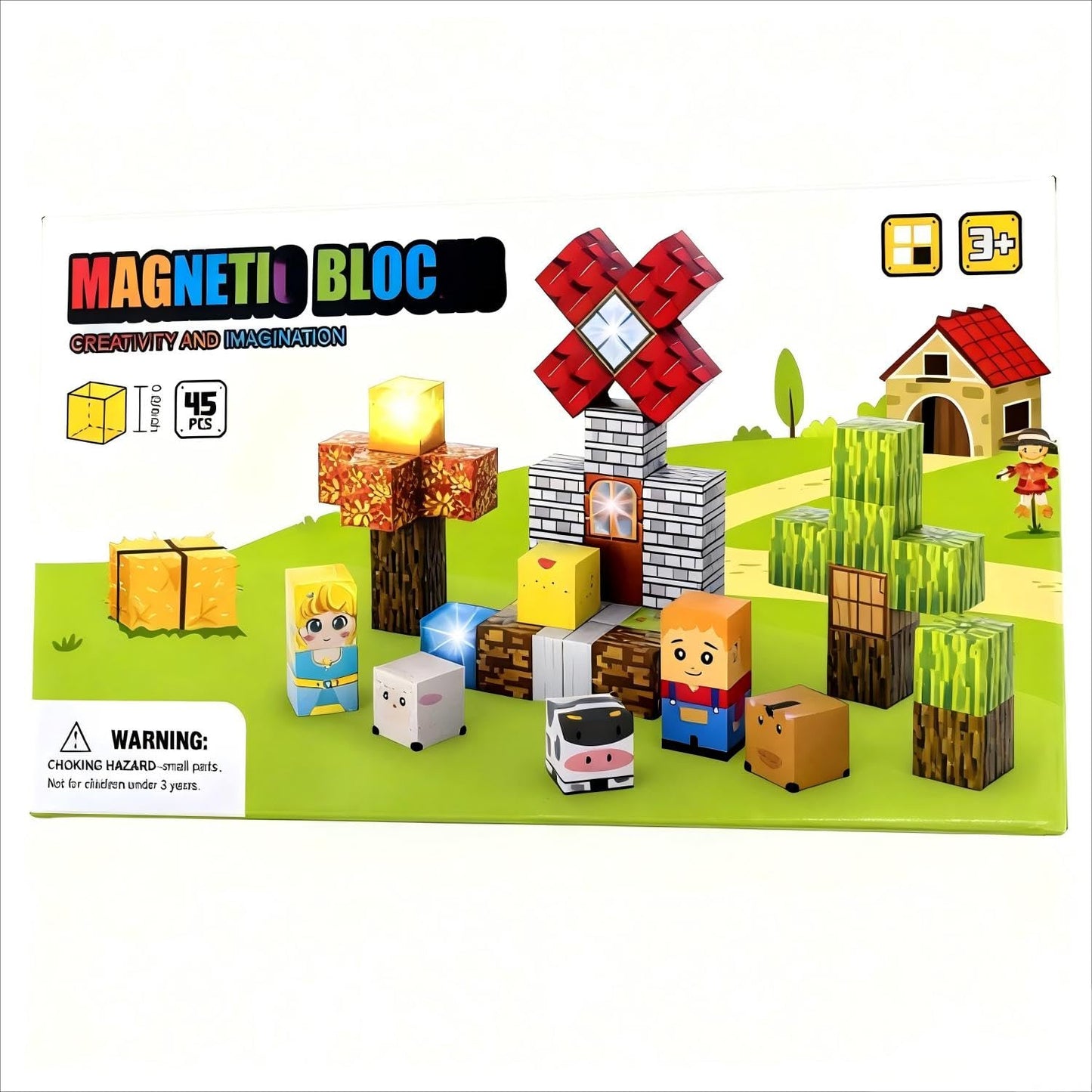 Aywewii 45 PCS Magnetic Blocks Travel Toys for Kids Ages 3-8, Toddler Magnetic Building Cubes STEM Learning Set with Iron Case - Portable Building Toys Gift for Boys and Girls