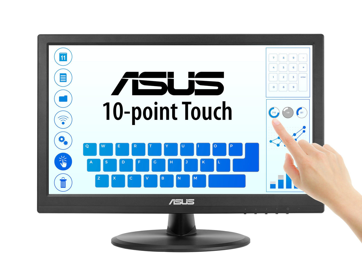 ASUS 15.6” 1080P Touch Monitor (VT169HE) - Full HD, 10-Point Touchscreen, IPS, Wide Viewing Angle, Frameless, Eye Care, Flicker Free, Low Blue Light, HDMI, Windows 11 Compliance, VESA Mountable