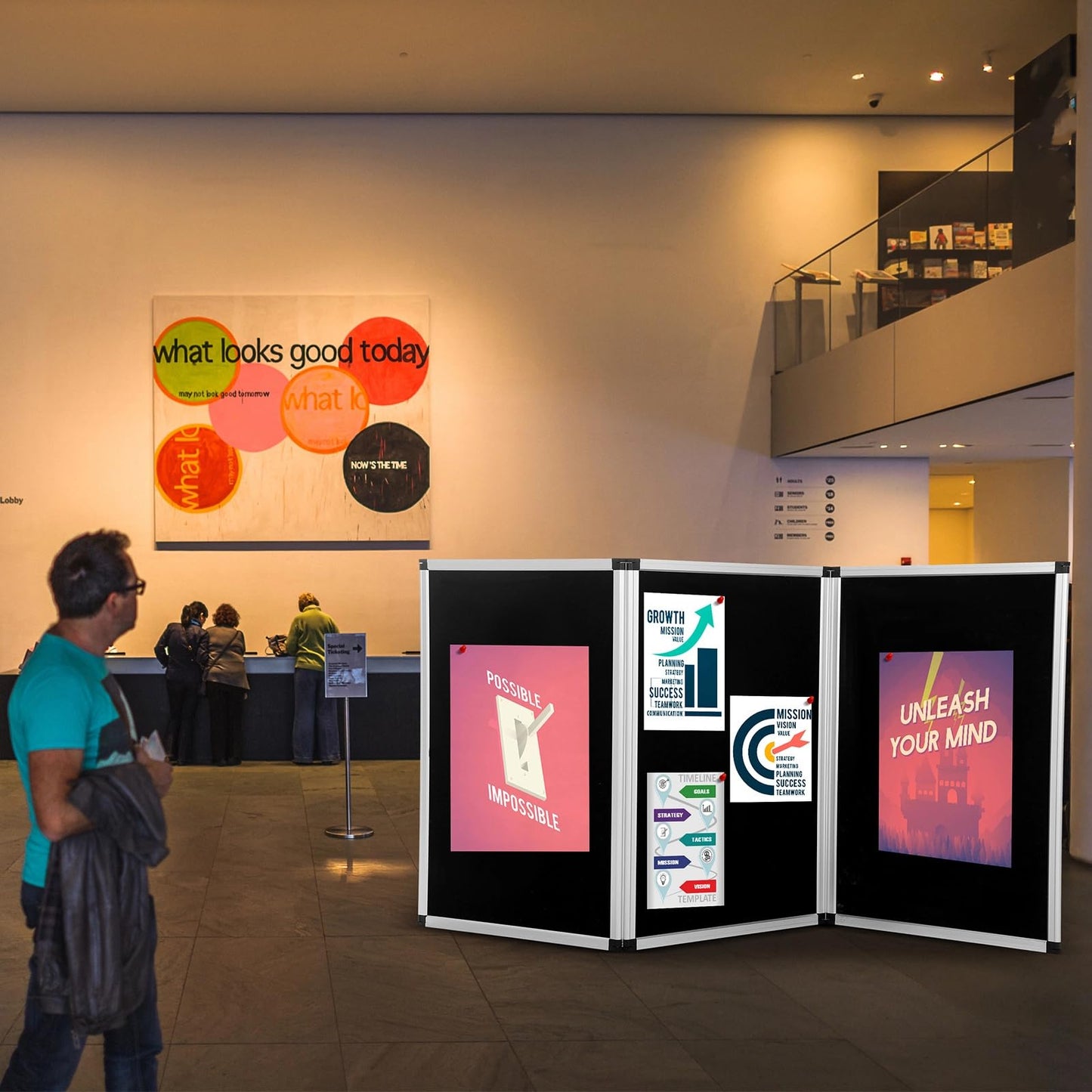 Sherr 3 Panel Trade Show Presentation Board, 72 x 35.3 inches Tri Fold Display Board, Black Single Sided Tabletop Display, Folding Panel for Trade Show Table Top