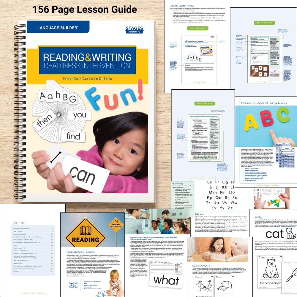 Language Builder Reading and Writing Intervention – Phonics & Sight Words Kit, Word Cards, Letters, Whiteboard, Lesson Plans, for K–3, Homeschool & Special Education, Autism Reading Curriculum