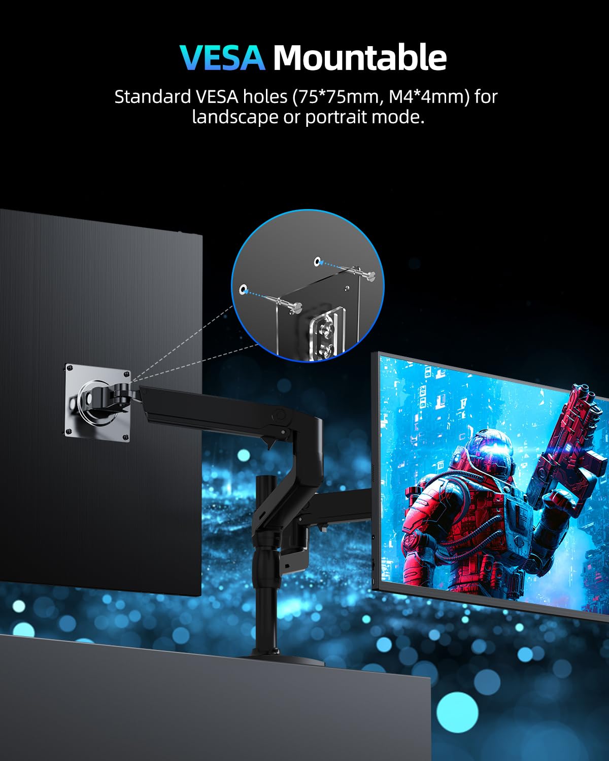 UPERFECT 18" QLED Portable Monitor, 2K 2560×1600, 144Hz Gaming Display, 400 Nits Brightness, FreeSync HDR, 100% DCI-P3, Ultra-Slim USB-C/HDMI Monitor for Laptop MacBook Phone Game Console, VESA Mount