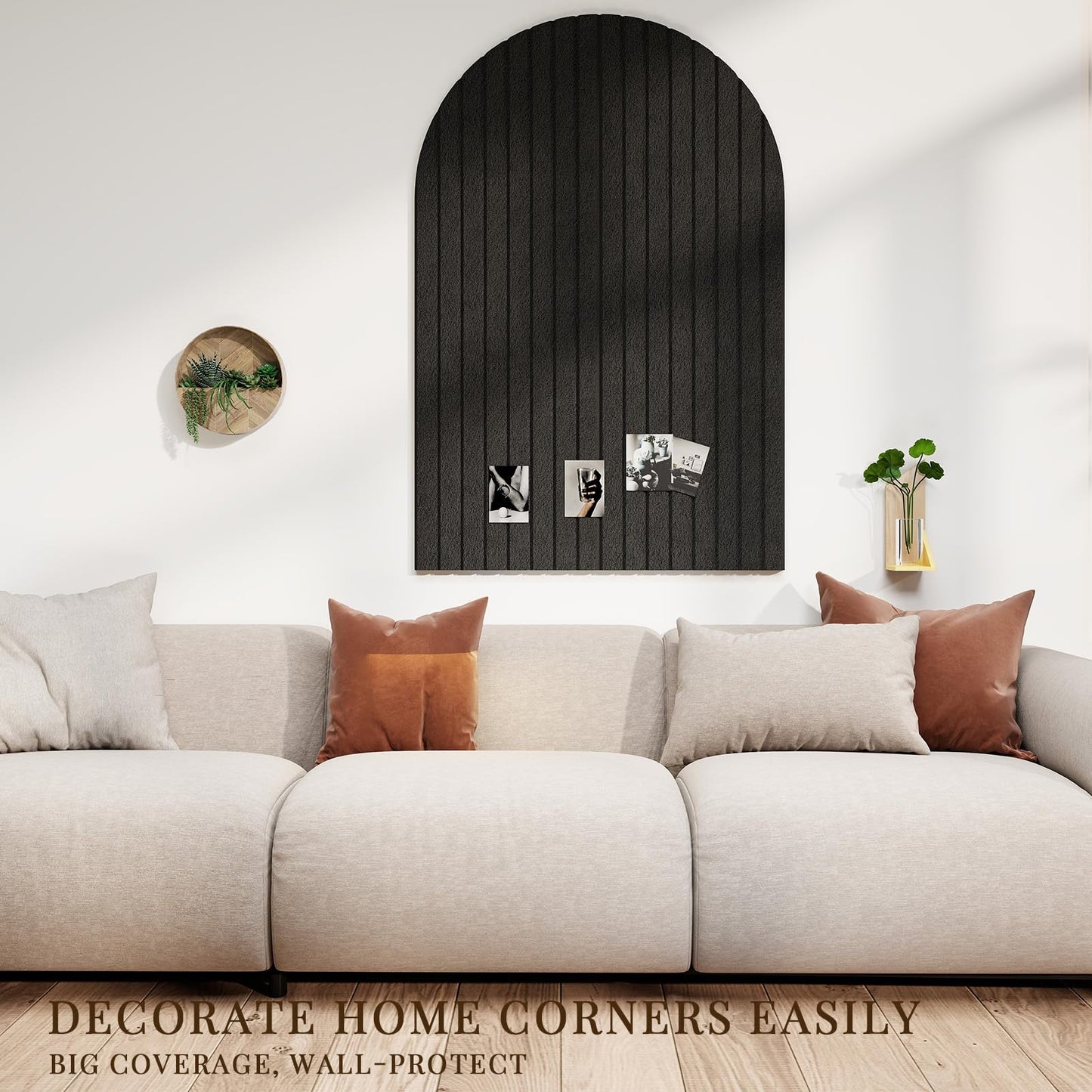 JBER Large Arched Felt Bulletin Board 36" x 24" - 6 Pack Felt Wall Tiles, Cork Board Alternative to Use in Office & Home Decor, Classroom Decor, Vision Board to Display Your Photos(Black)