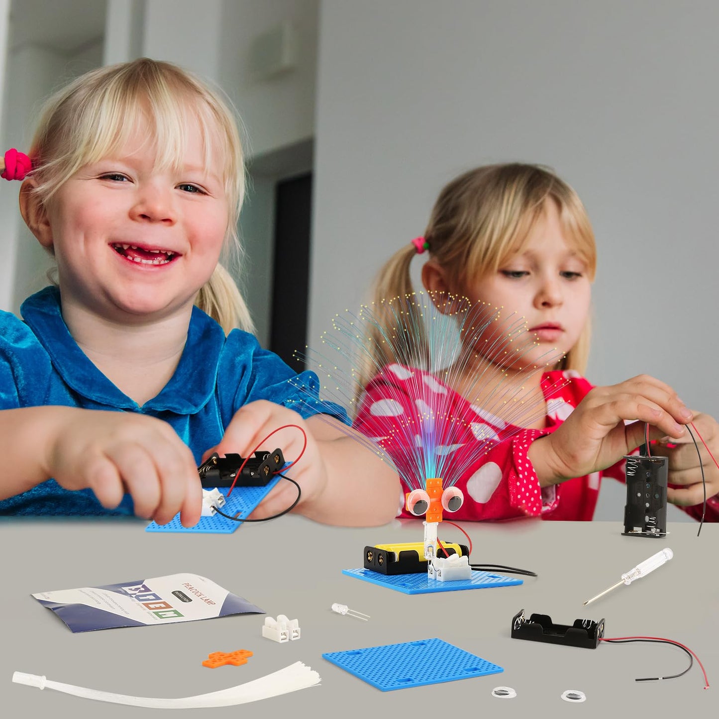 7 Set Bulk STEM Kit Individual Craft Kits for Kids, Science Projects Crafts Group Activity, Light Experiments Circuit Toys, Fun Fiber Optic STEAM Activities for Boys Girls Age 8-13 8-10 8-12 8 10 Year