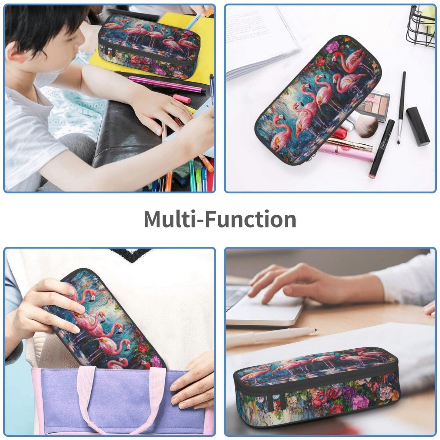 Droerfes Flamingos Pencil Case Pencil Pouch Large Capacity Pen Bag School Office Organizer Stationery Storage Box For Girls Boys Teen Kids